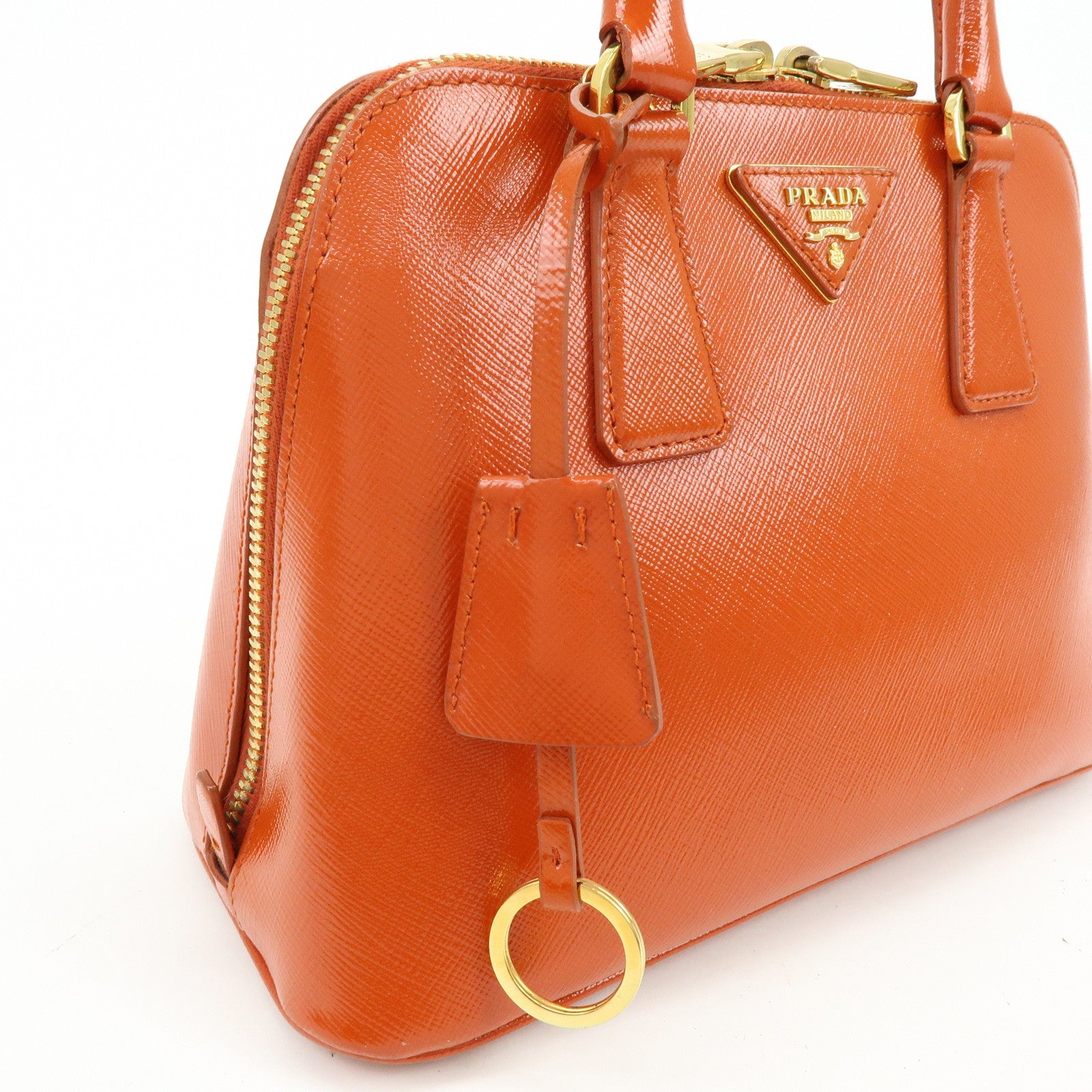 PRADA Triangle Logo Patent Leather 2Way Hand Shoulder Bag BL0838