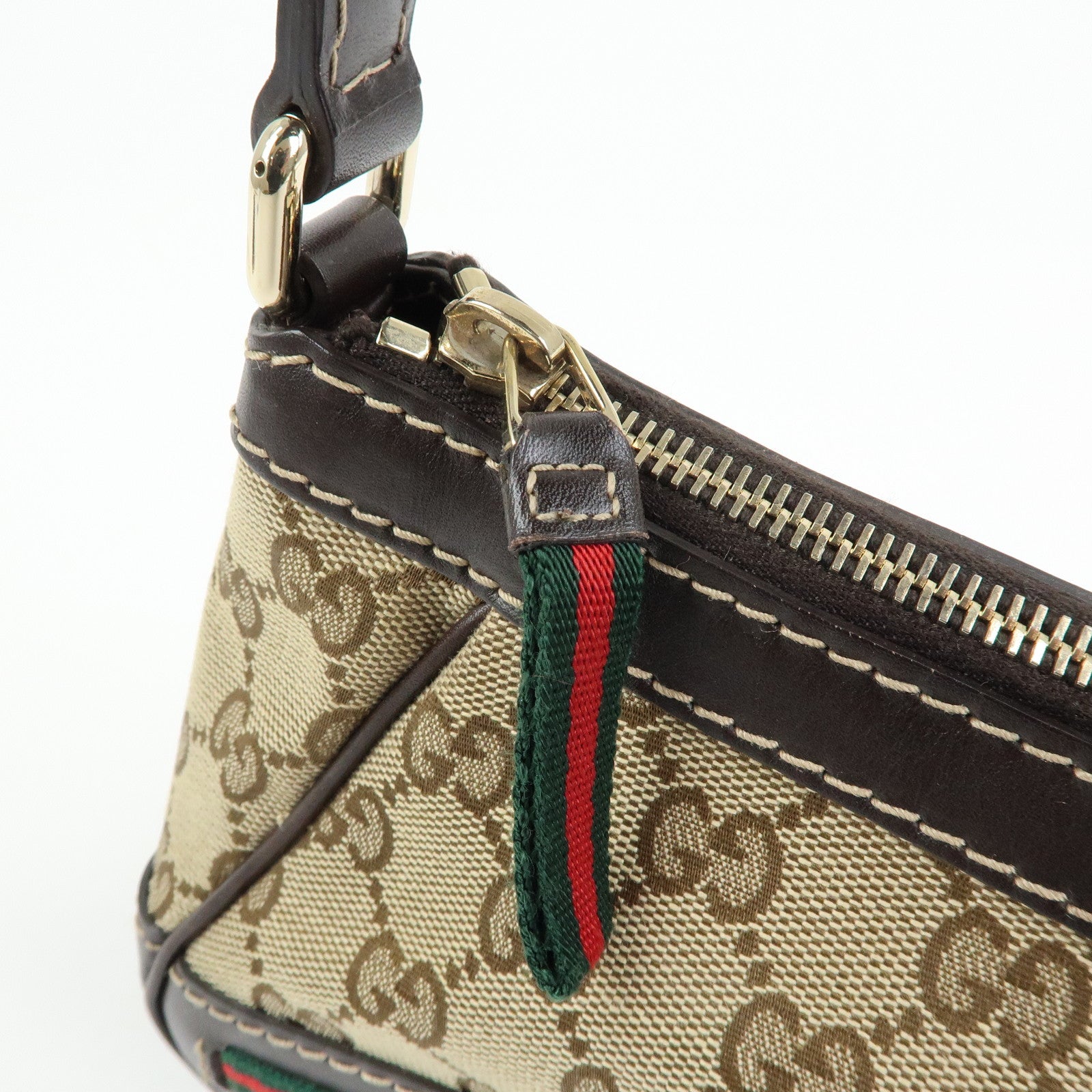 GUCCI Mayfair Sherry GG Canvas Leather Shoulder Bag Beige 269893