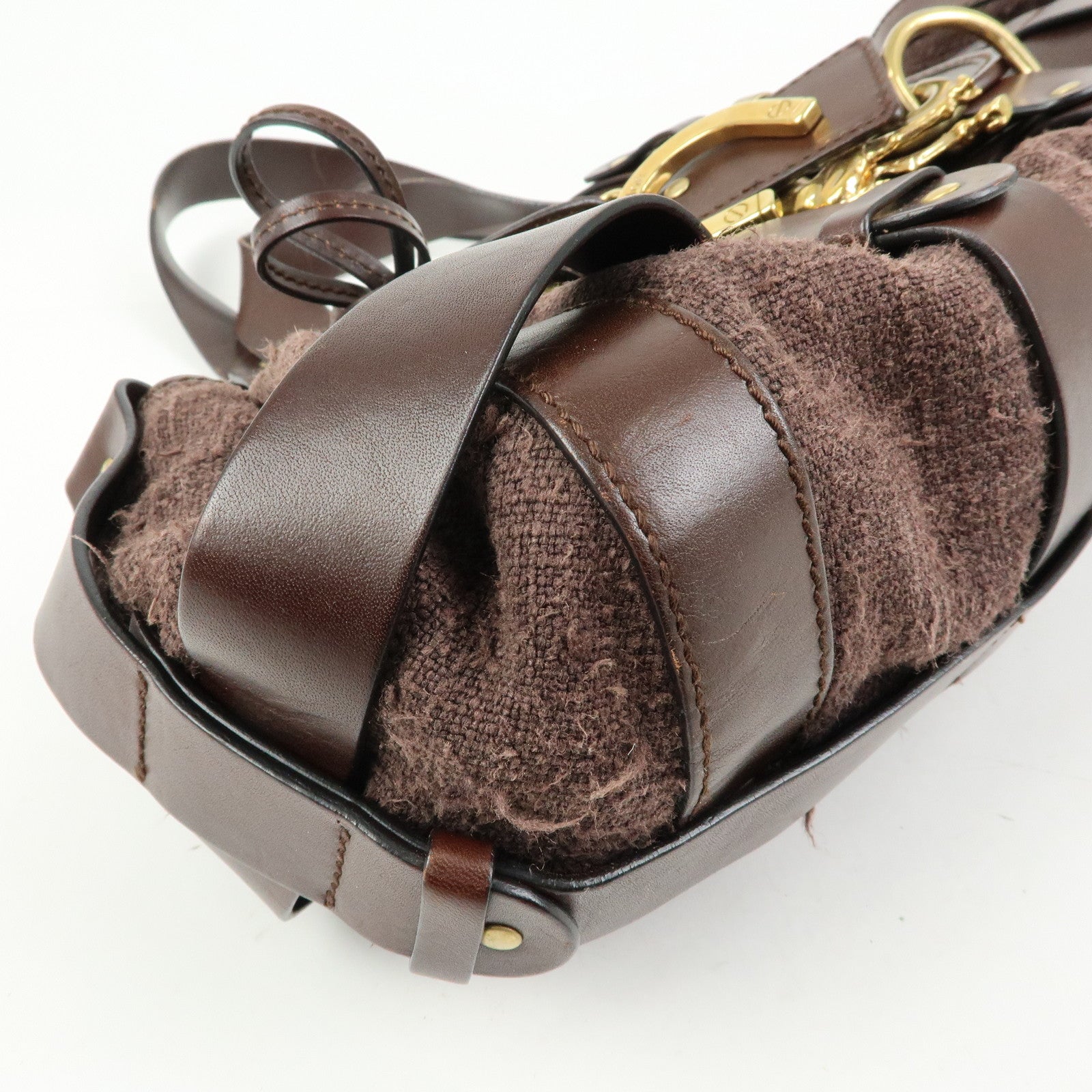 Chloe Kerala Canvas Leather Boston Bag Hand Bag Brown