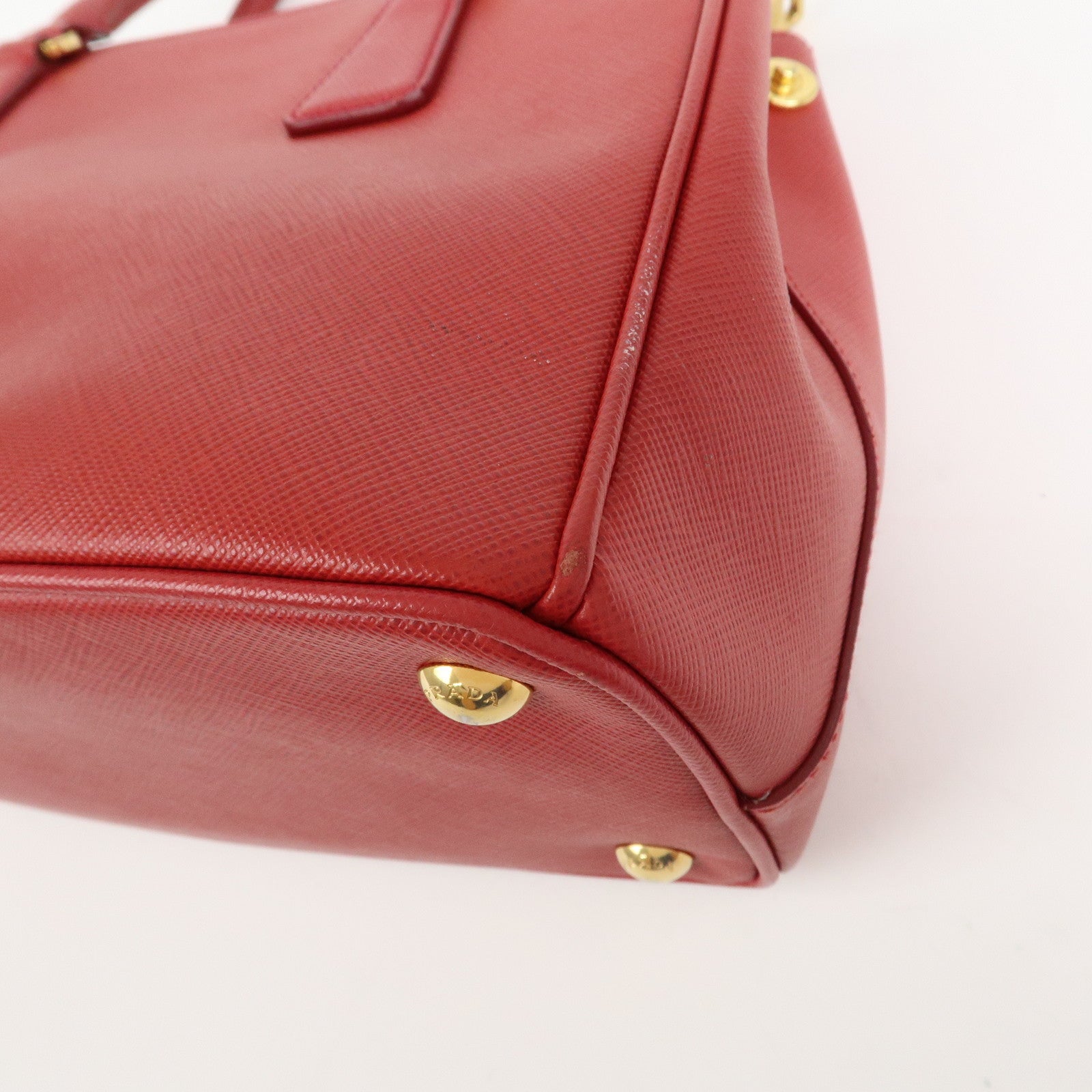 PRADA Triangle Logo Saffiano Leather Galleria 2WAY Bag Red BN1874