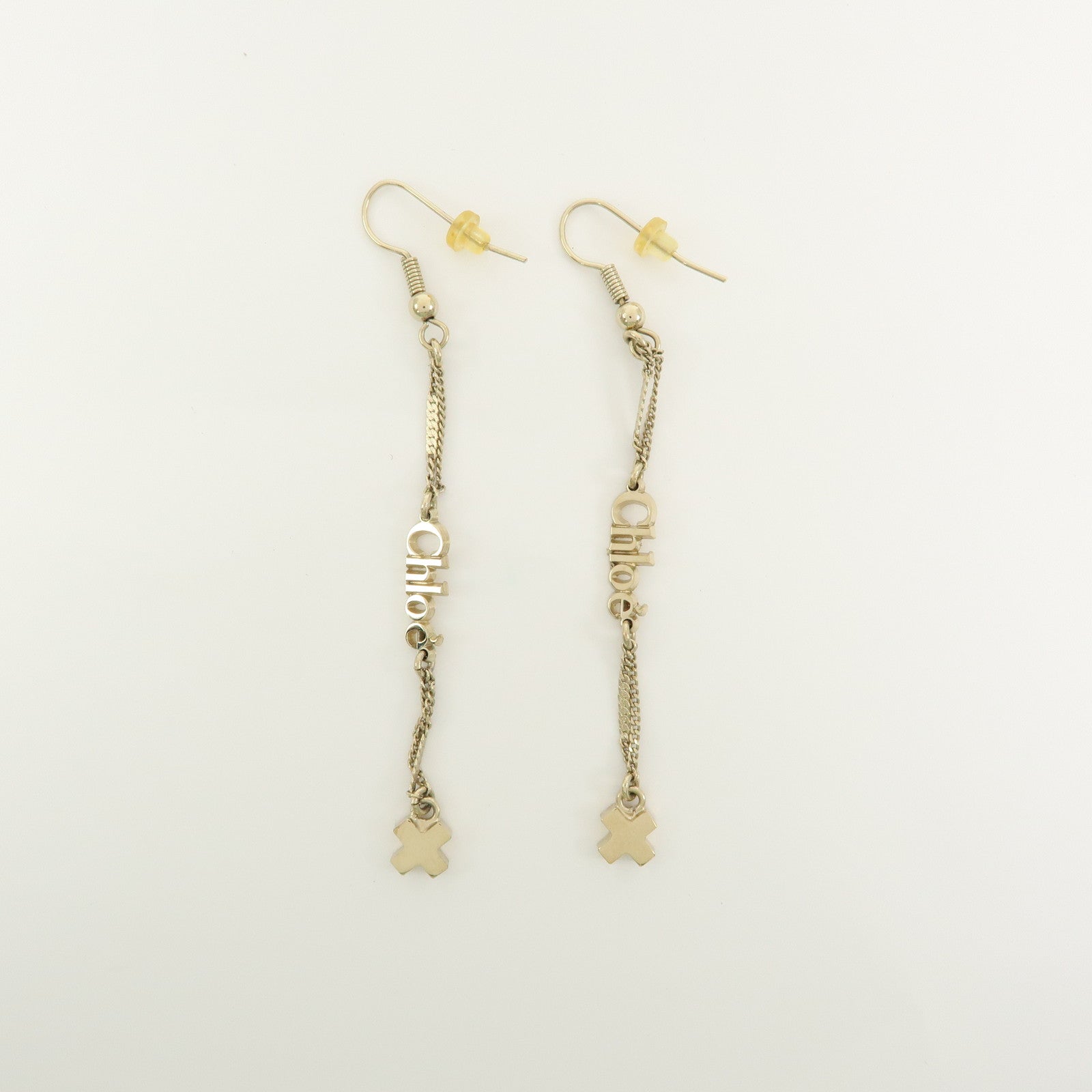 Chloe Iconic Logo Dangling Metal Earrings Gold