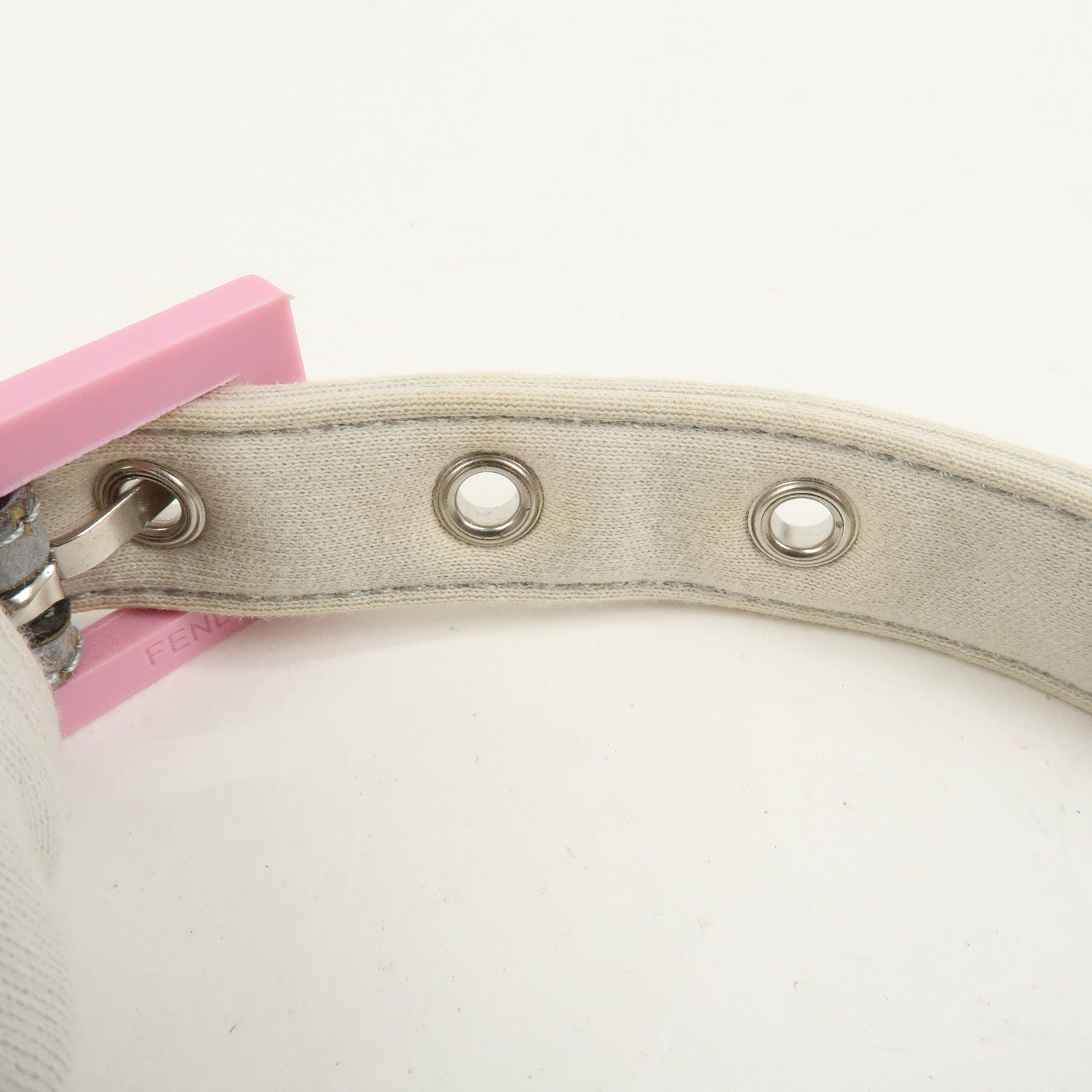 FENDI Mamma Baguette Cotton Shoulder Bag Hand Bag Gray Pink