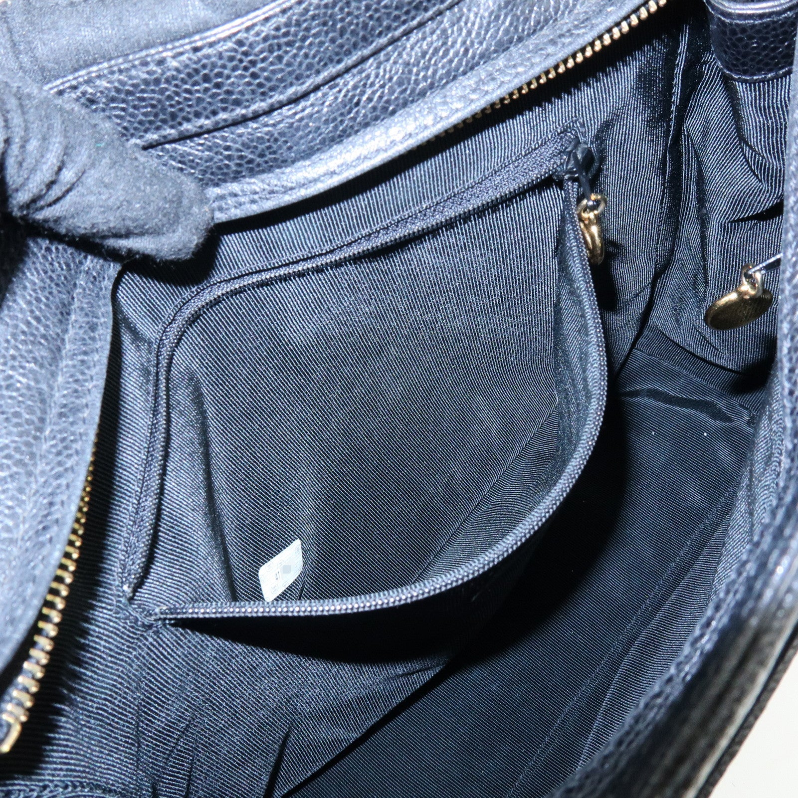 CHANEL Triple COCO Mark Caviarskin Chain Shoulder Bag Black