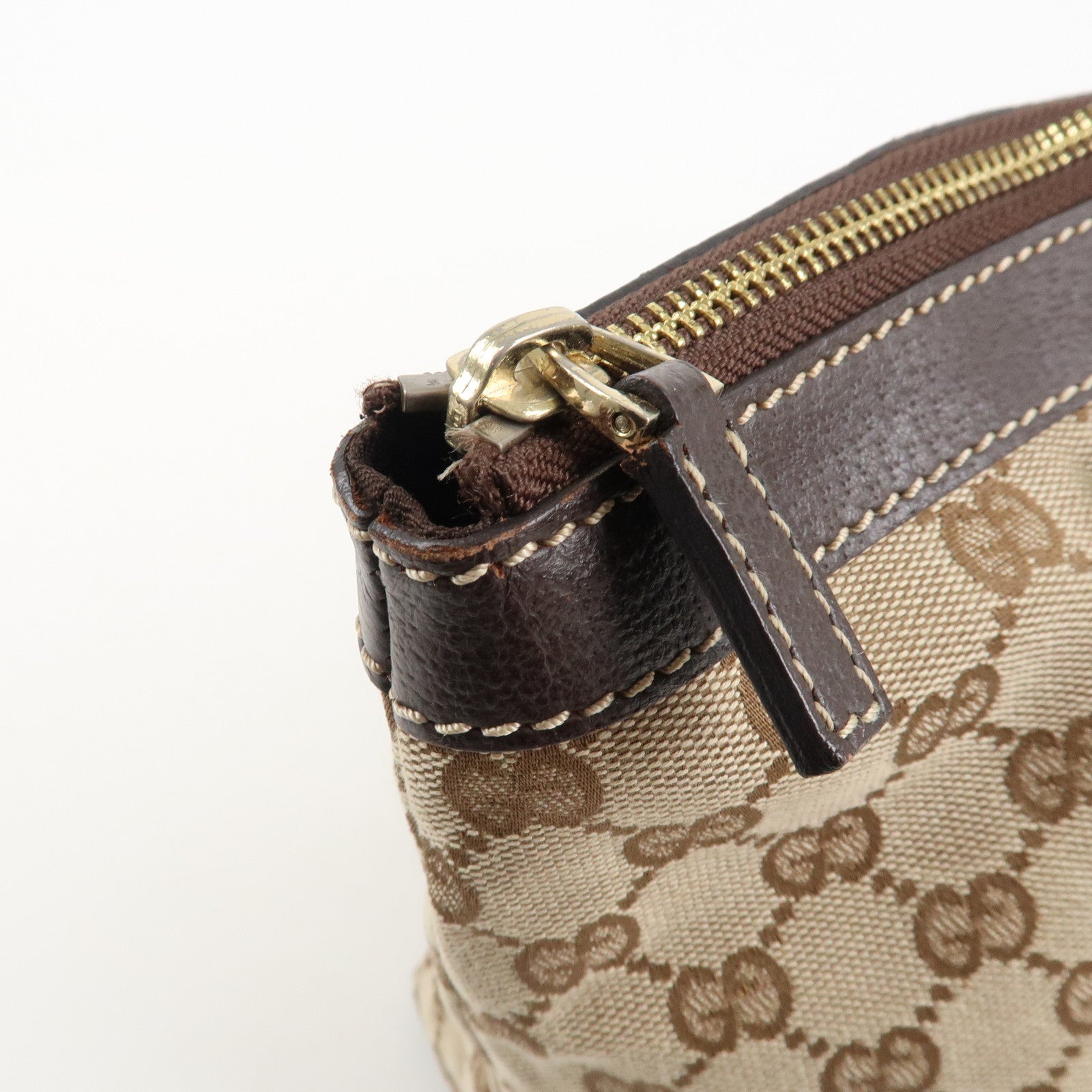 GUCCI Abbey GG Canvas Leather Tote Bag Hand Bag Beige Brown 141470 Used