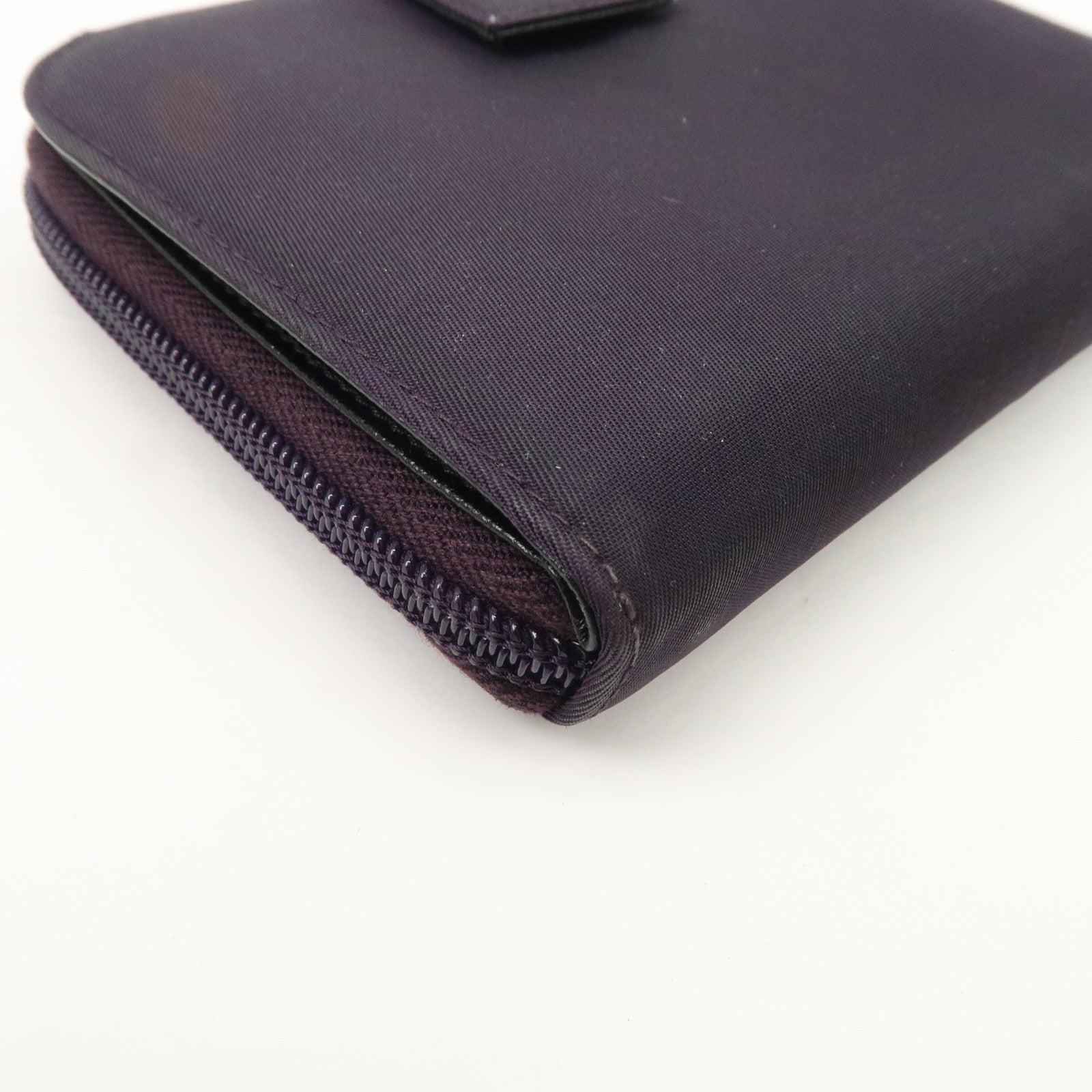 PRADA Nylon Bi-fold Round Zippy Compact Wallet Black