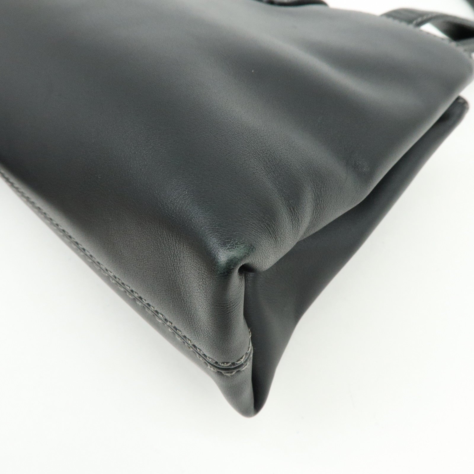 BVLGARI Logo Leather Shoulder Bag Hand Bag Black