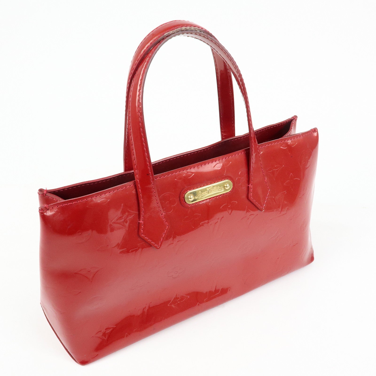 Louis Vuitton Monogram Vernis Wilshire PM Hand Bag Red M93642
