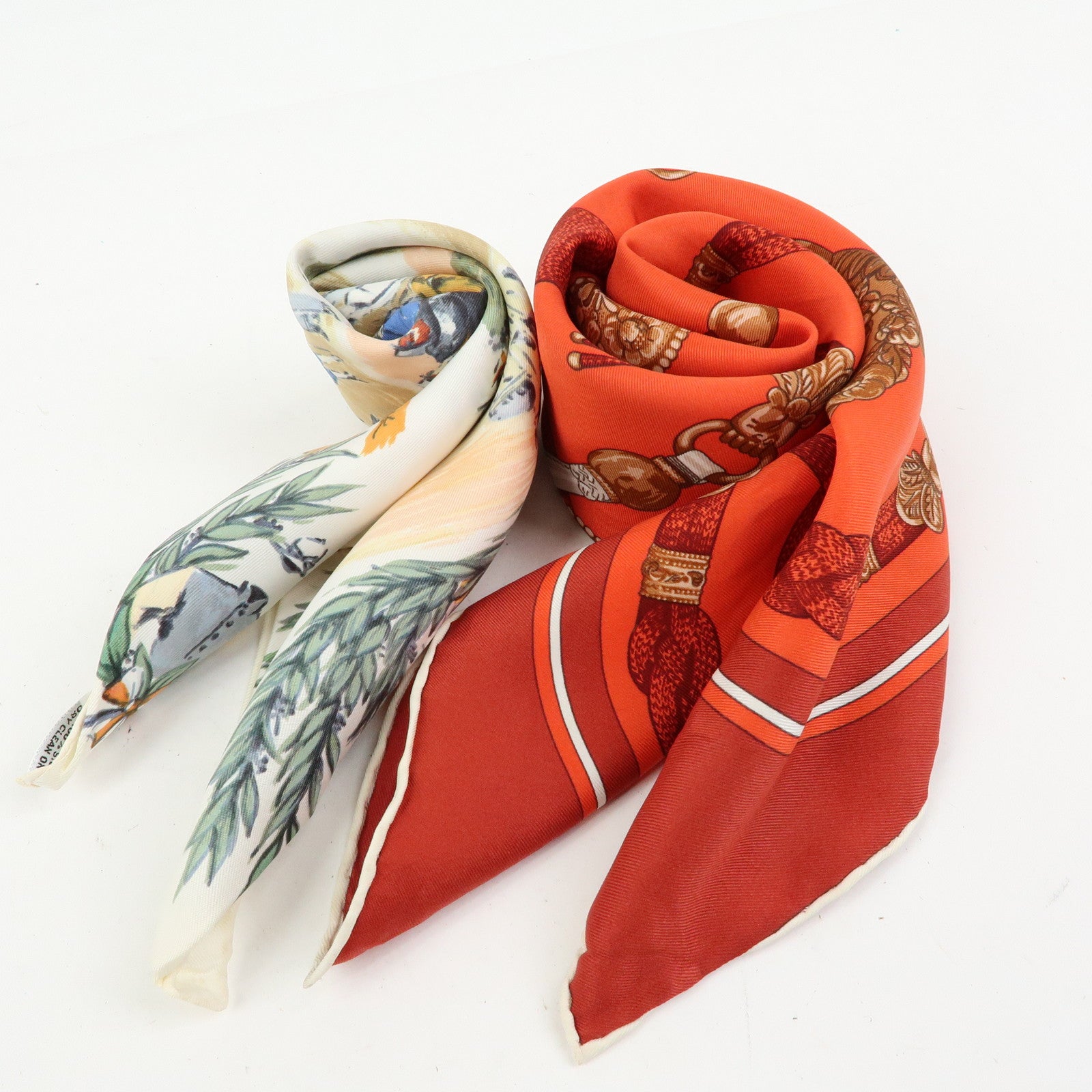 HERMES Carre 45 Carre 70 Set of 2 Silk Scarf CHANTILLY GAUCHO PAR