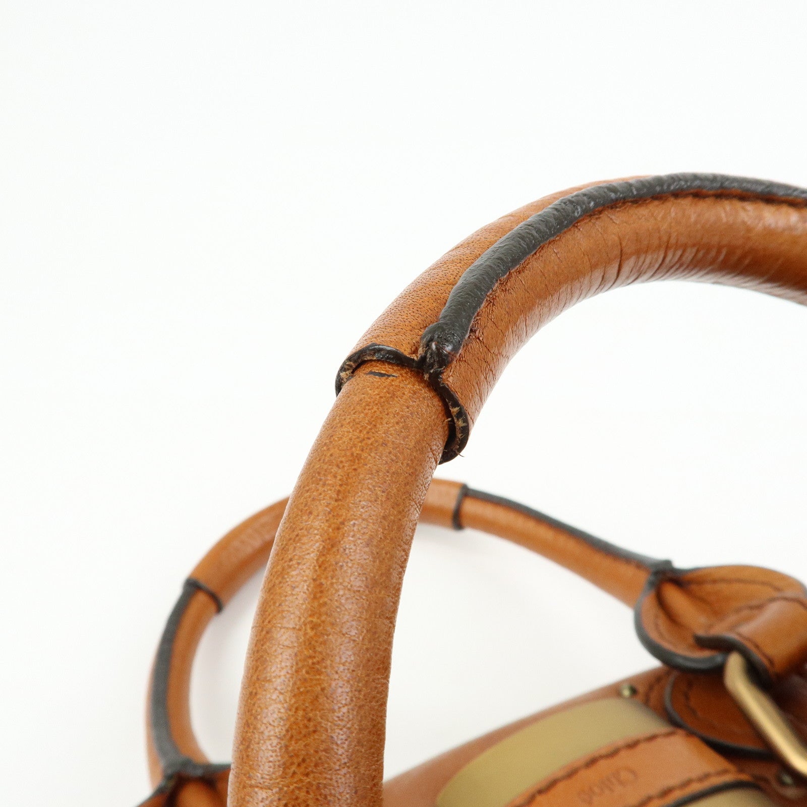 Chloe Paddington Leather Mini Hand Bag Boston Bag Brown