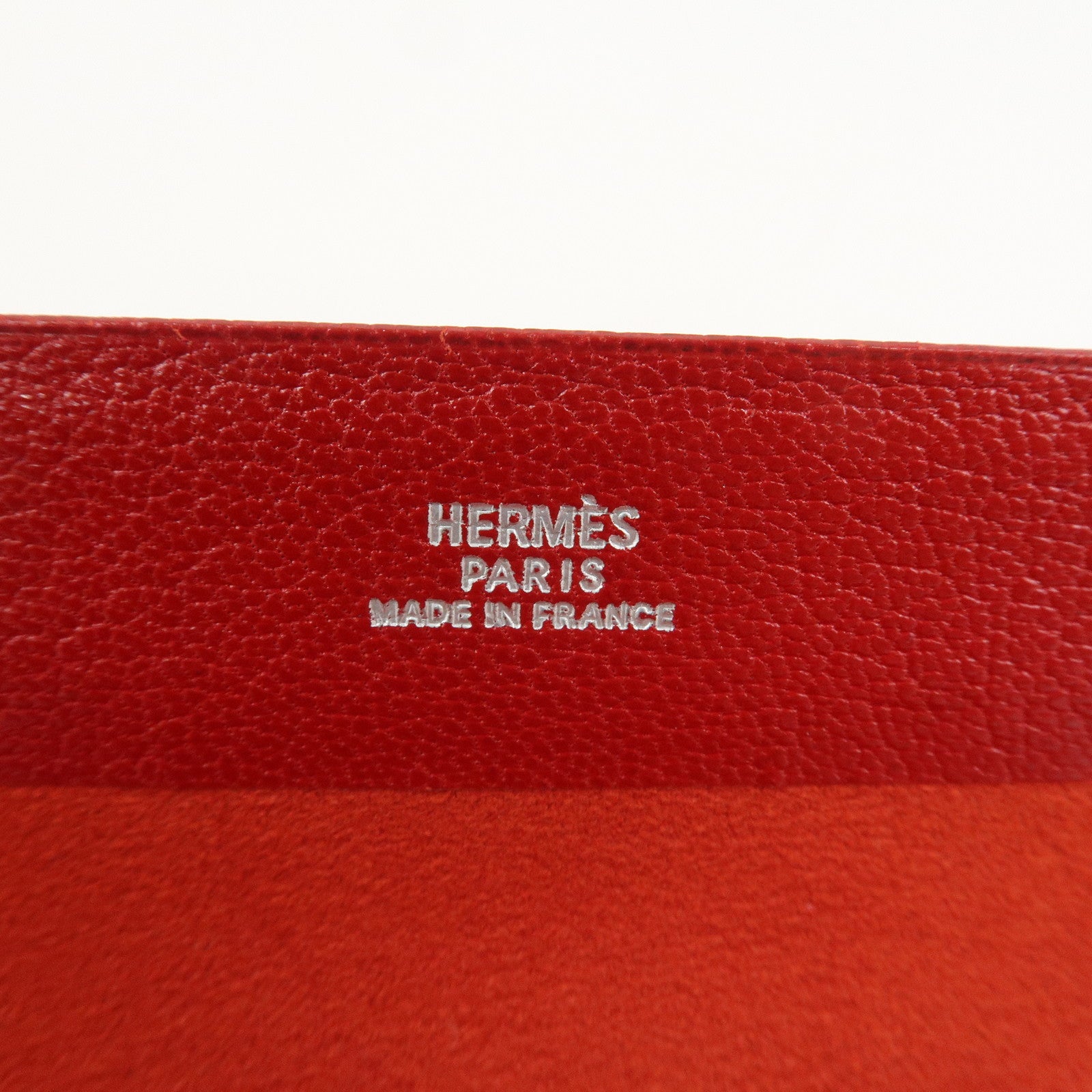 HERMES Cahier Rouleaul Leather Notebook Cover Red