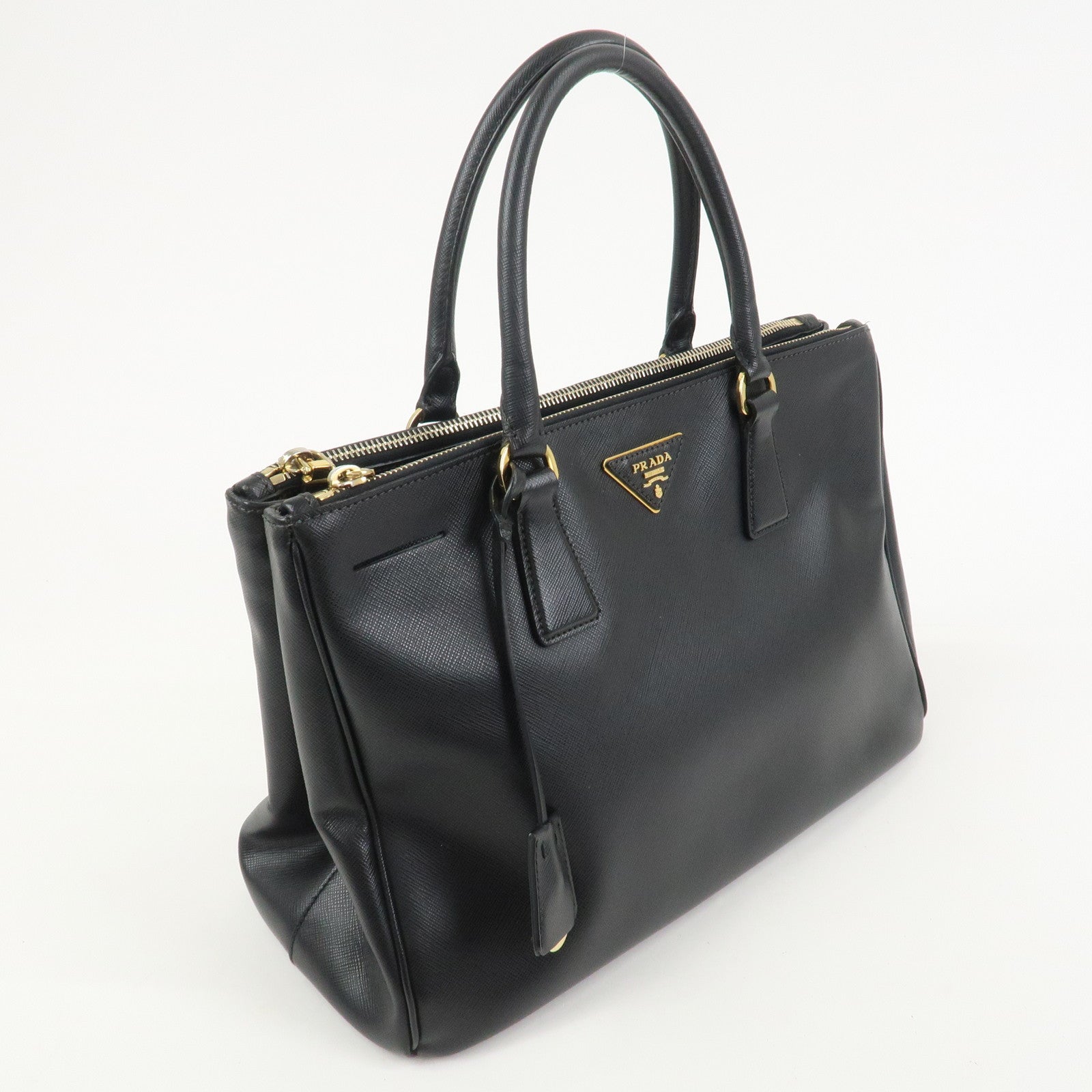 PRADA Galleria Triangle Logo Saffiano Leather 2Way Bag Black BN2274