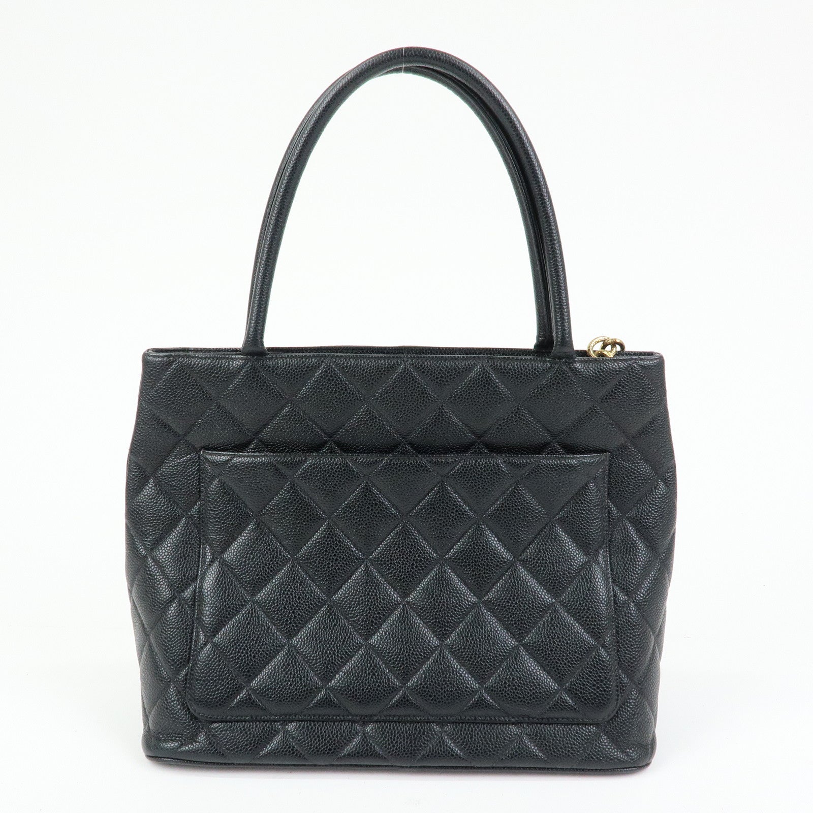 CHANEL Matelasse COCO Mark Cavairskin Medallion Hand Bag A01804