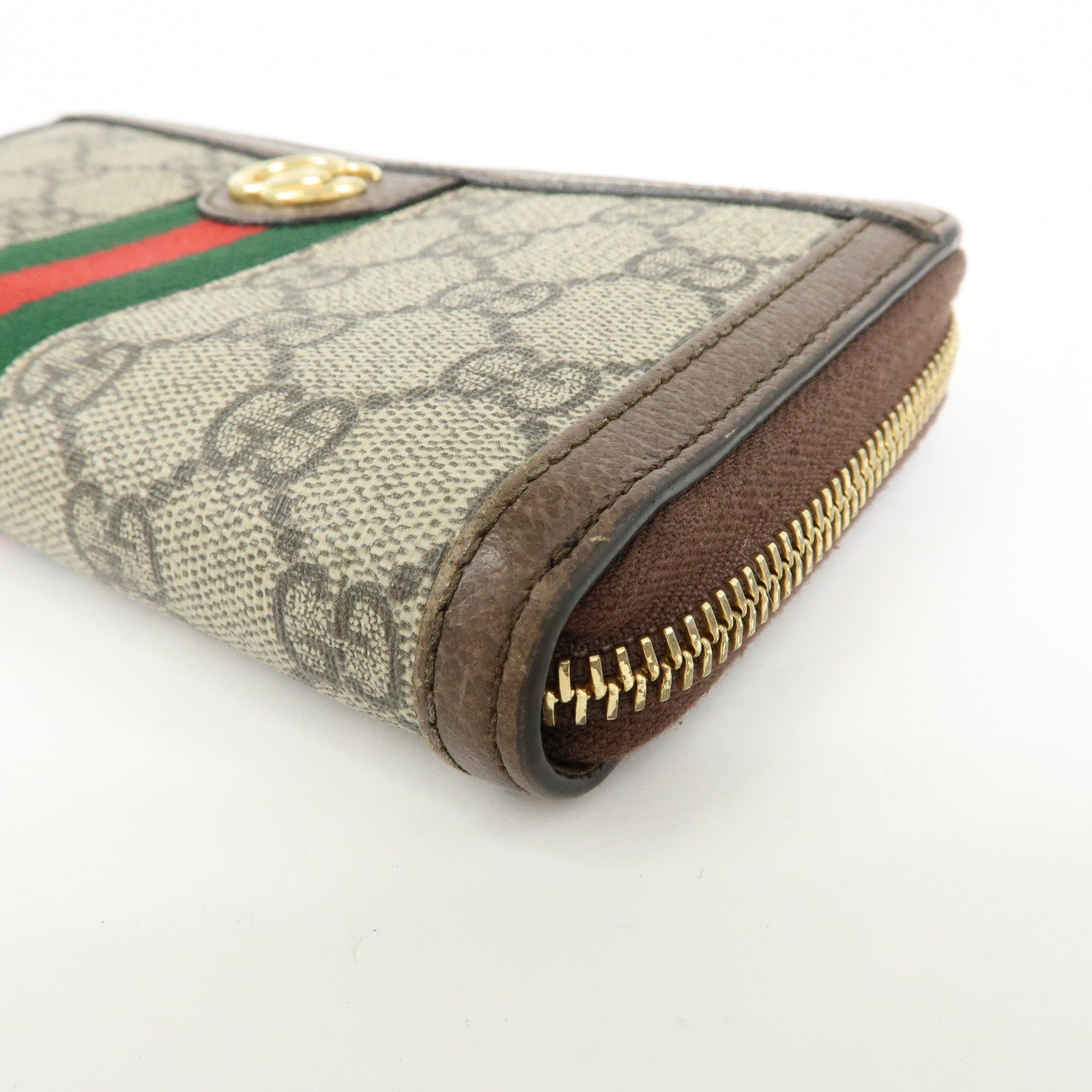GUCCI Ophidia Sherry GG Supreme Leather Round Zippy Wallet 523154