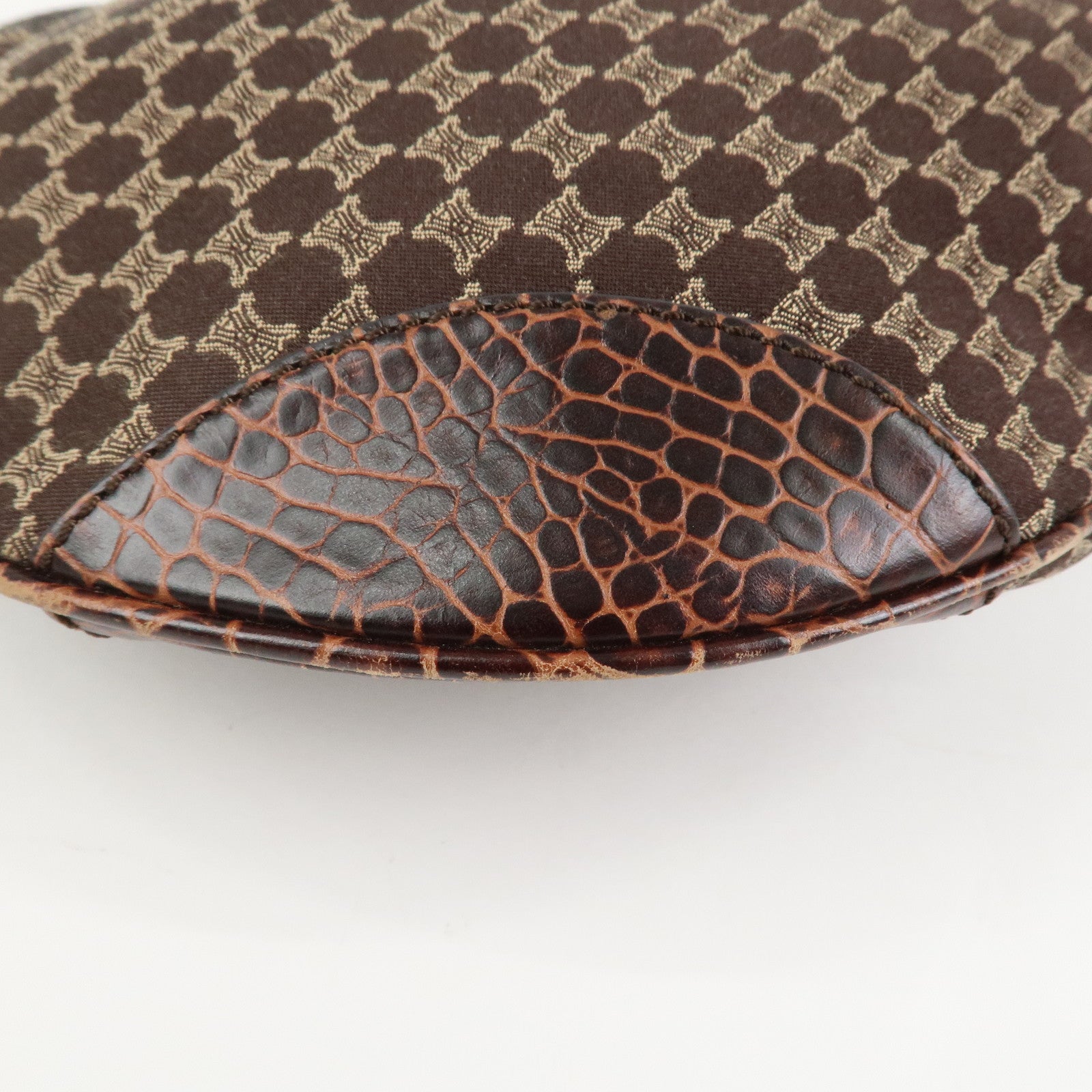 CELINE Macadam Canvas Embossed Leather Bittersweet Shoulder Bag