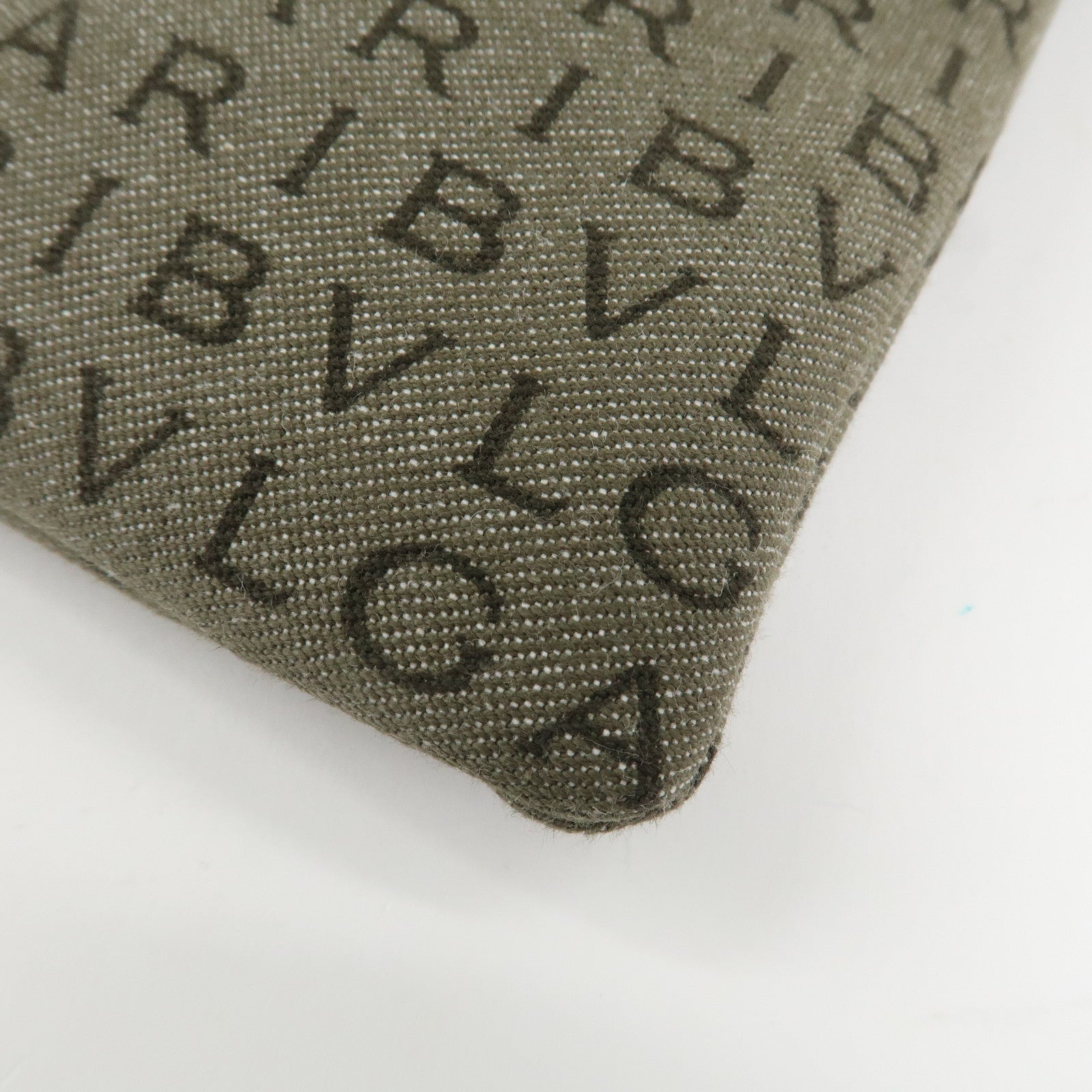 BVLGARI Logo Mania Leather Canvas Shoulder Bag Khaki Dark Brown Used