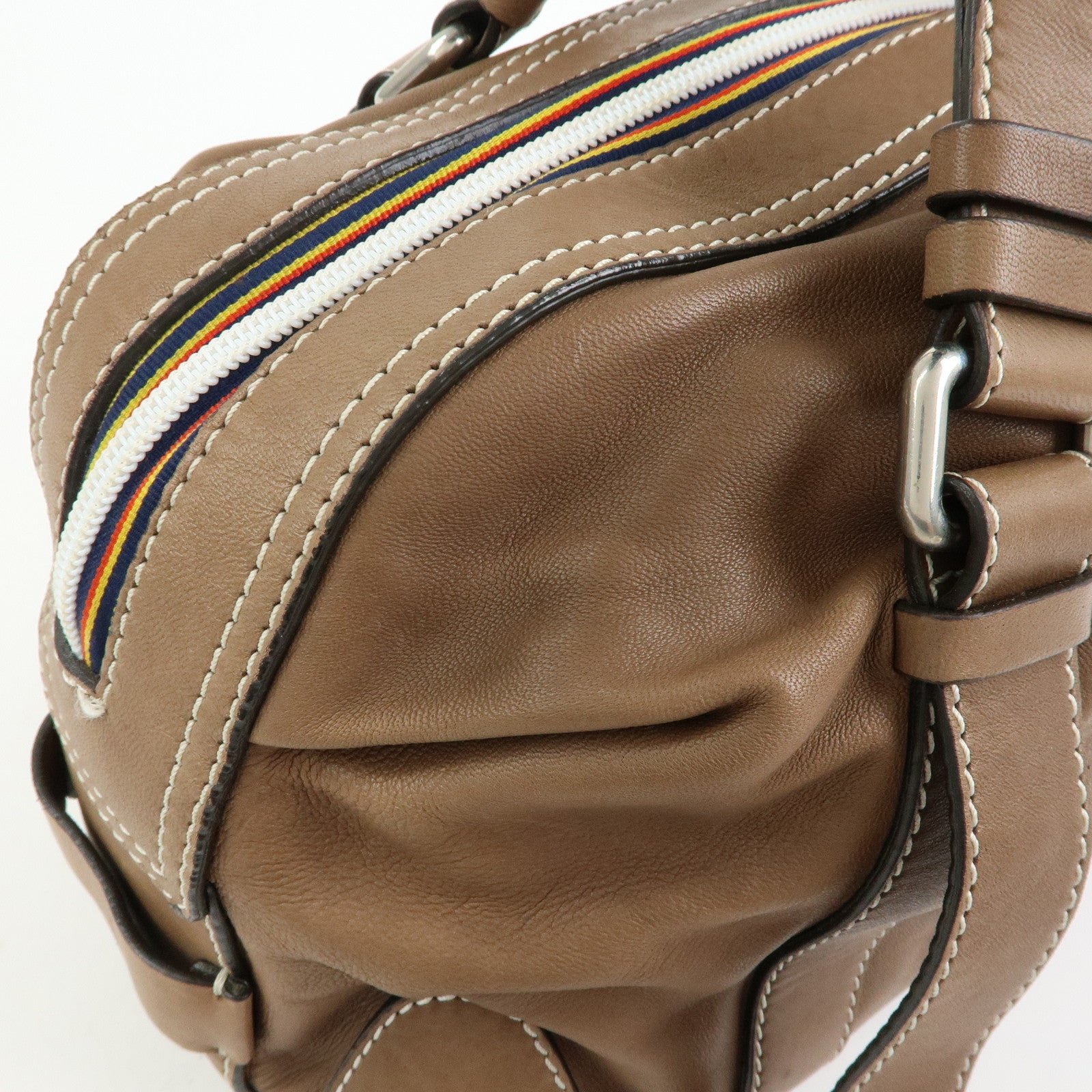 Chloe Patsy Leather Boston Bag Shoulder Bag Hand Bag Brown