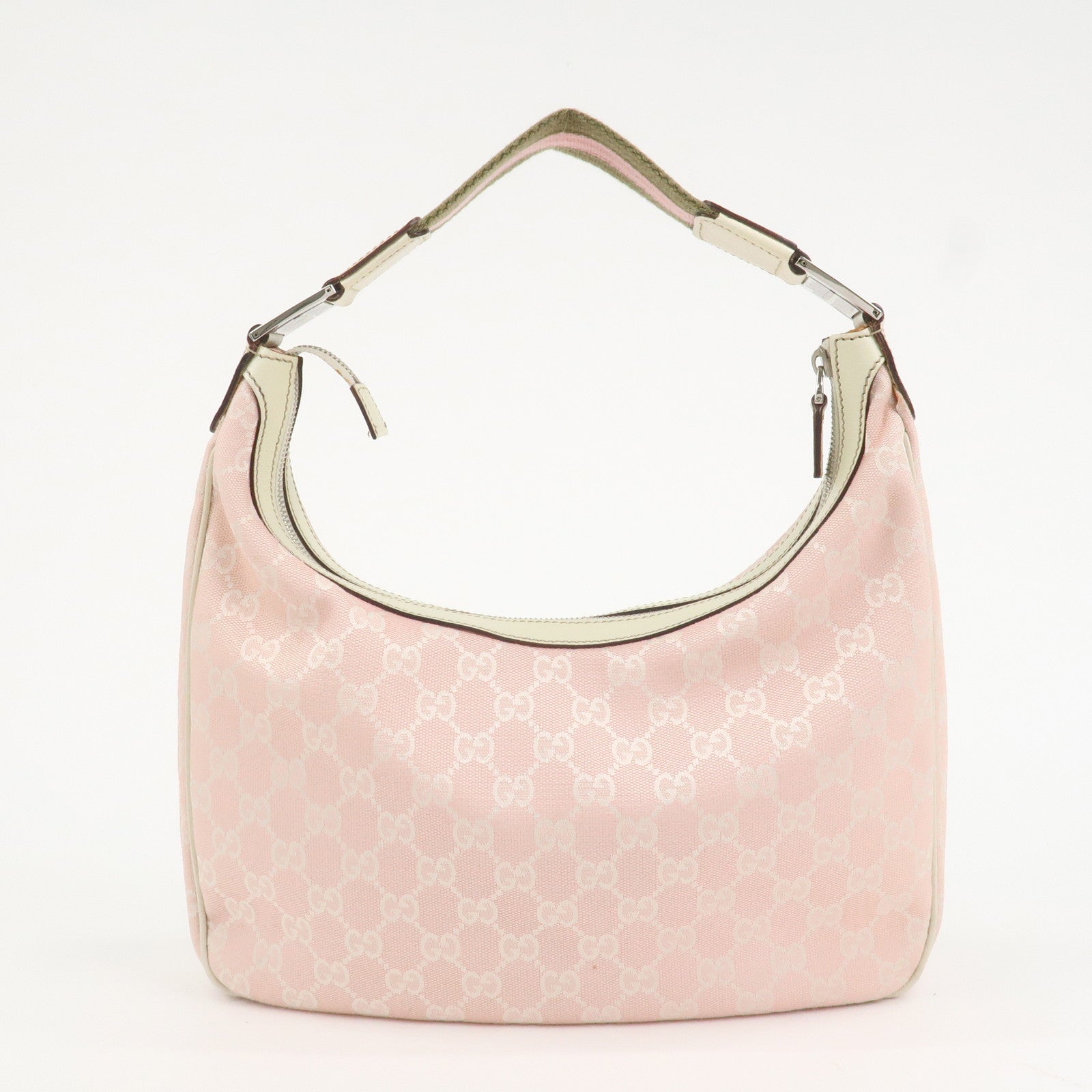 GUCCI Sherry Line GG Canvas Leather Shoulder Bag Pink 145757