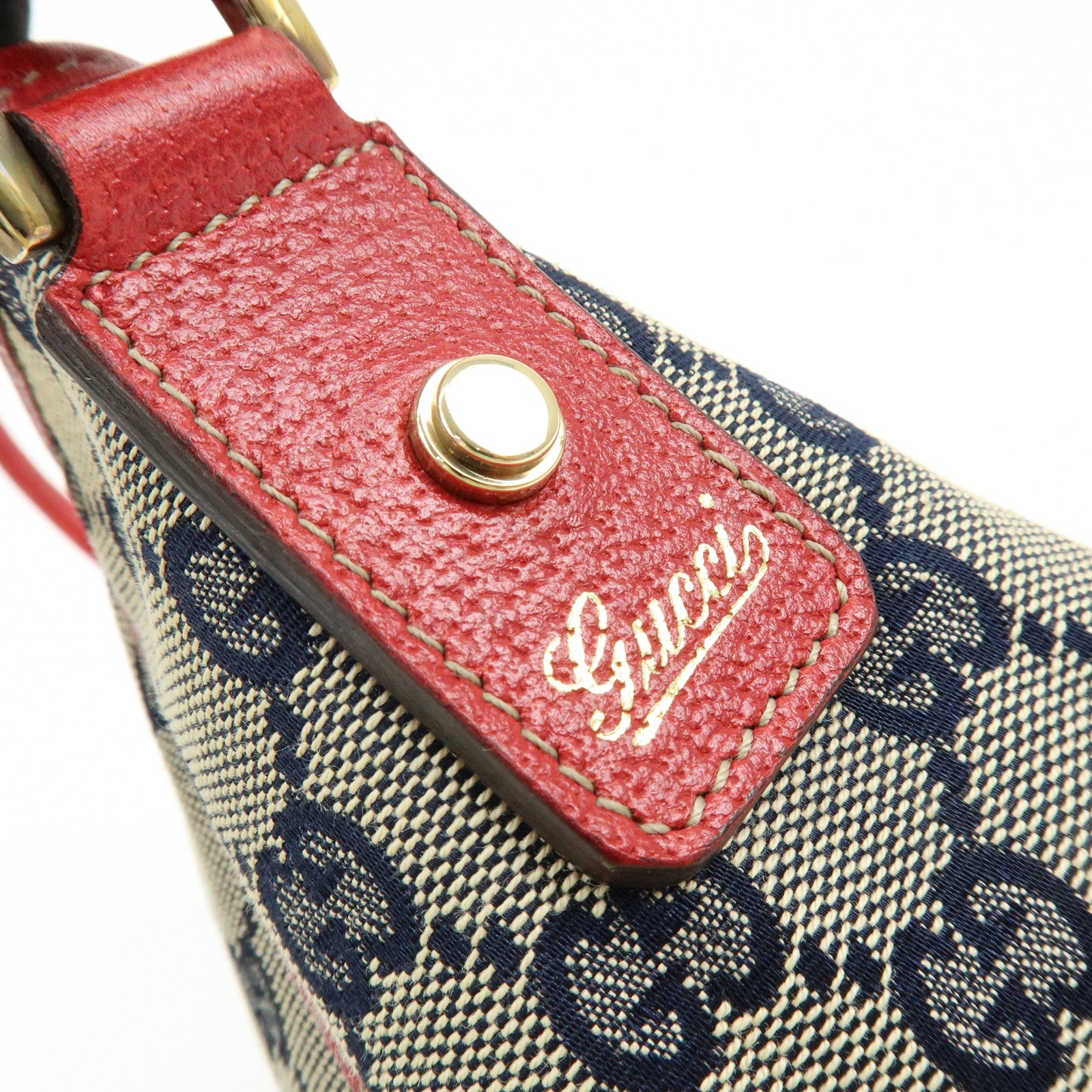 GUCCI Abbey GG Canvas Leather Shoulder Hand Bag Beige Red 130939