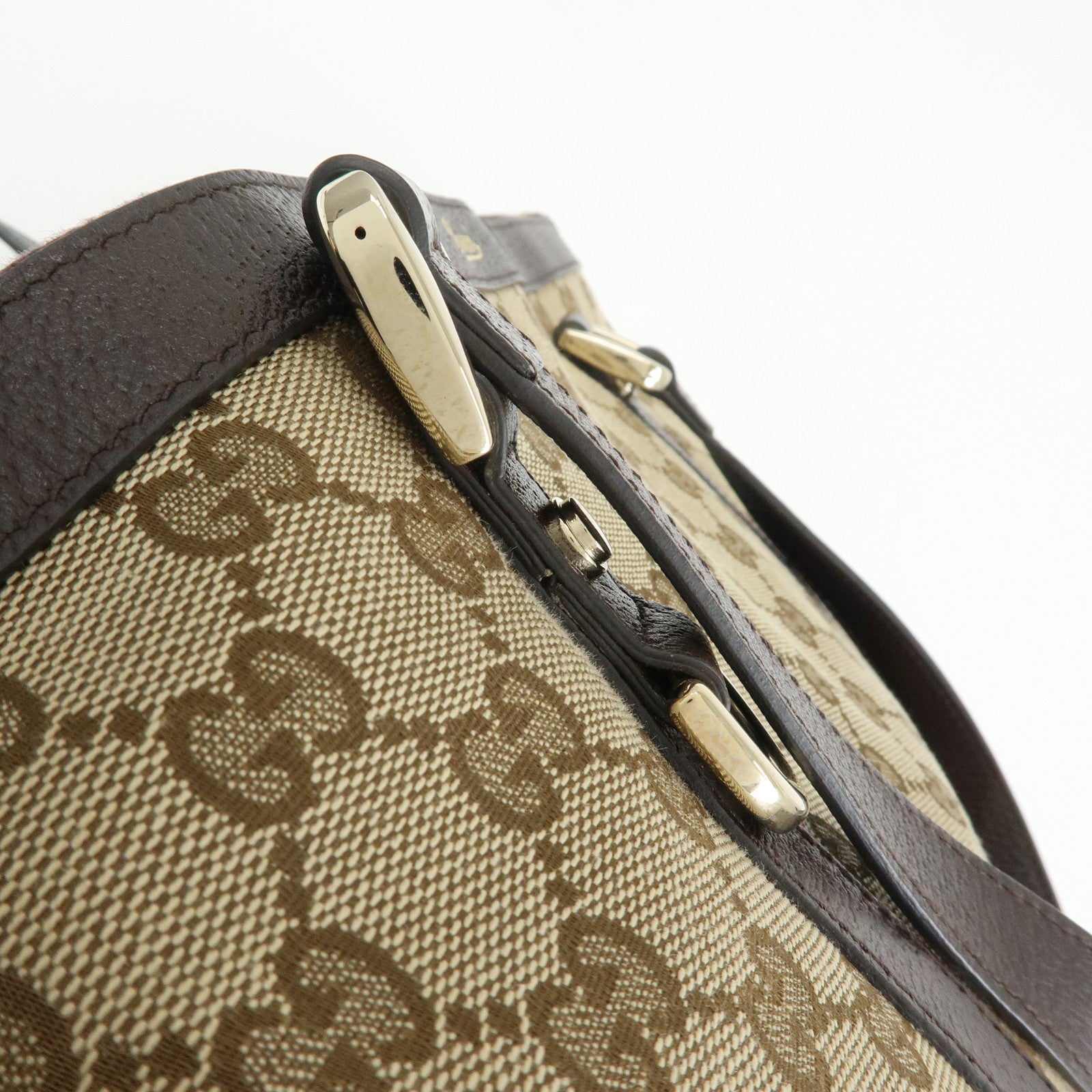 GUCCI Abbey GG Canvas Leather Tote Bag Hand Bag Beige Brown 141470