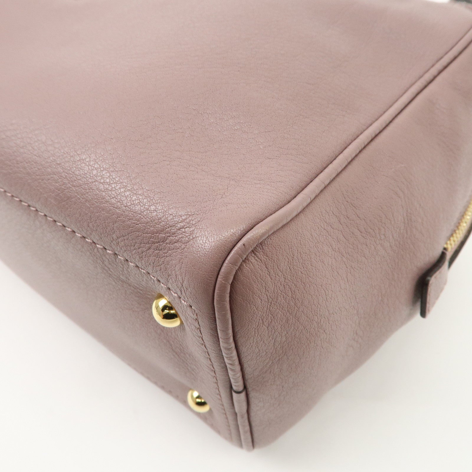 LOEWE Heritage Leather Mini Boston Bag Hand Bag Lavender Used