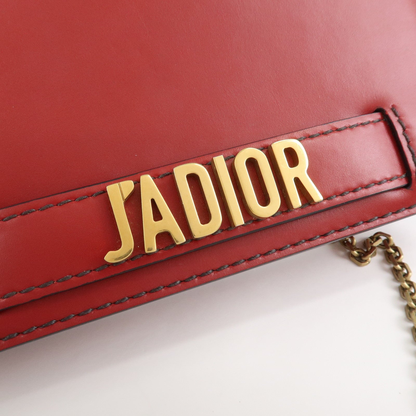 Christian Dior J’Adior Leather Chain Wallet WOC Shoulder Bag Red