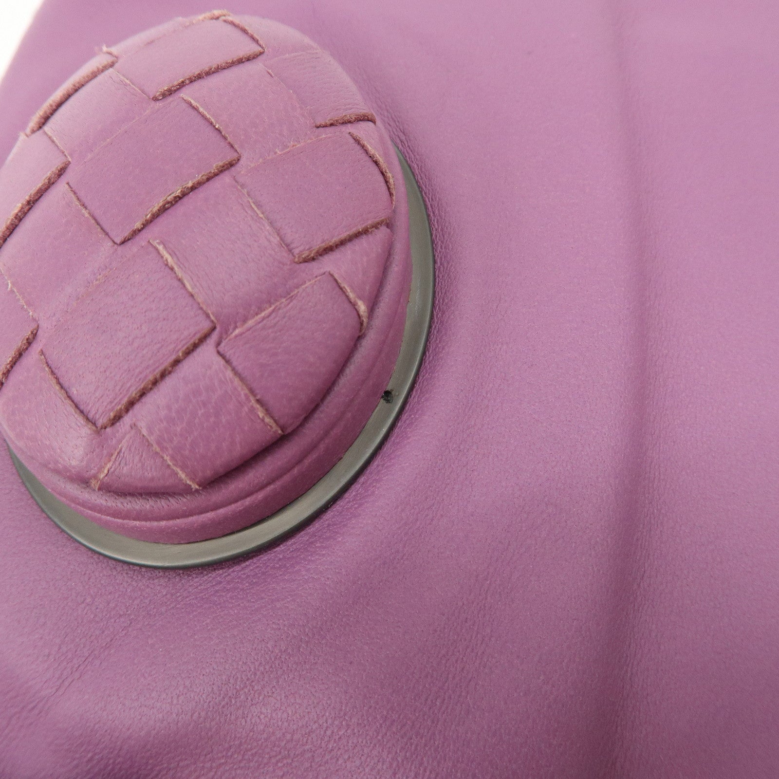 BOTTEGA VENETA Intrecciato Leather Clutch Bag Purple Used