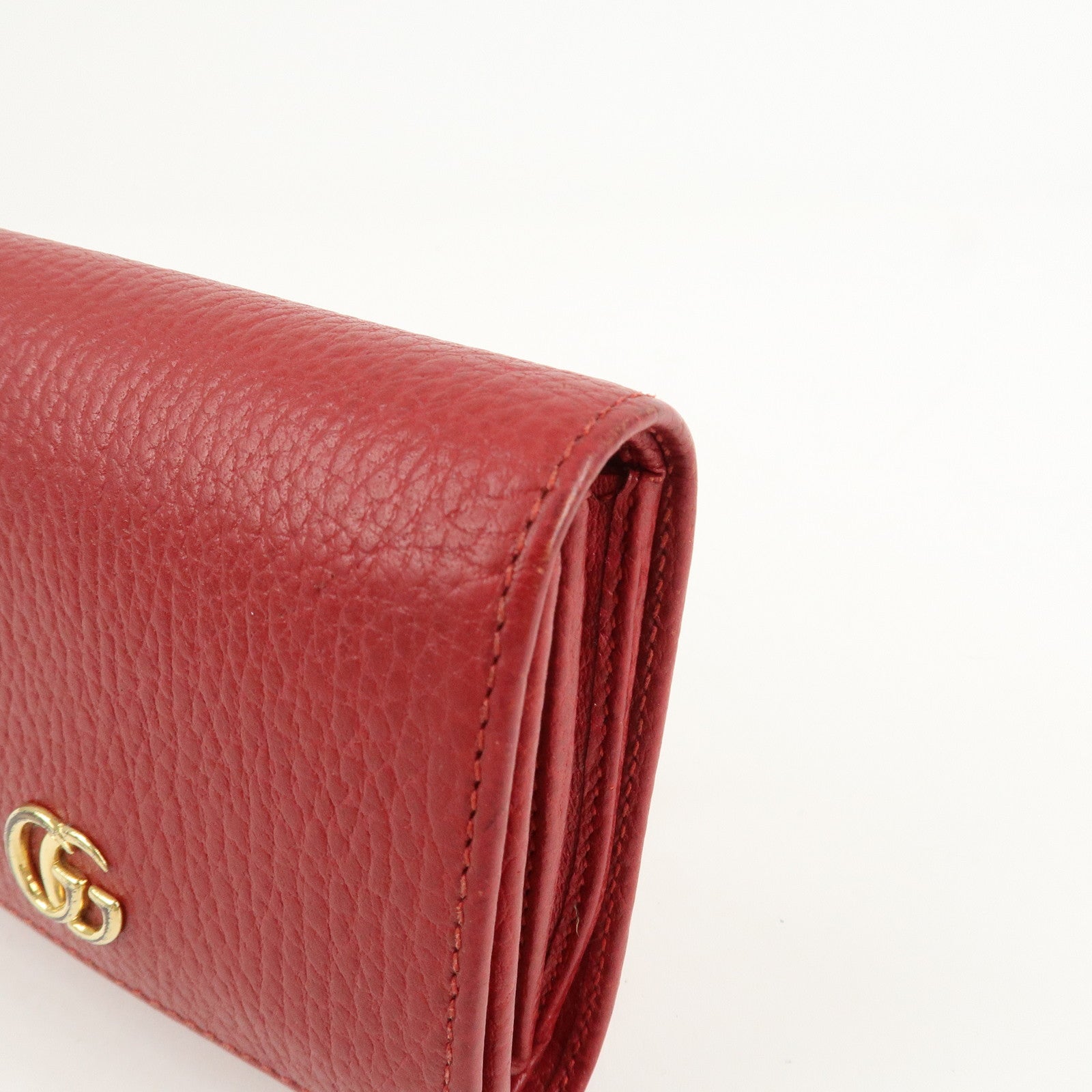 GUCCI GG Marmont Leather Mudium Compact Wallet Red 598587
