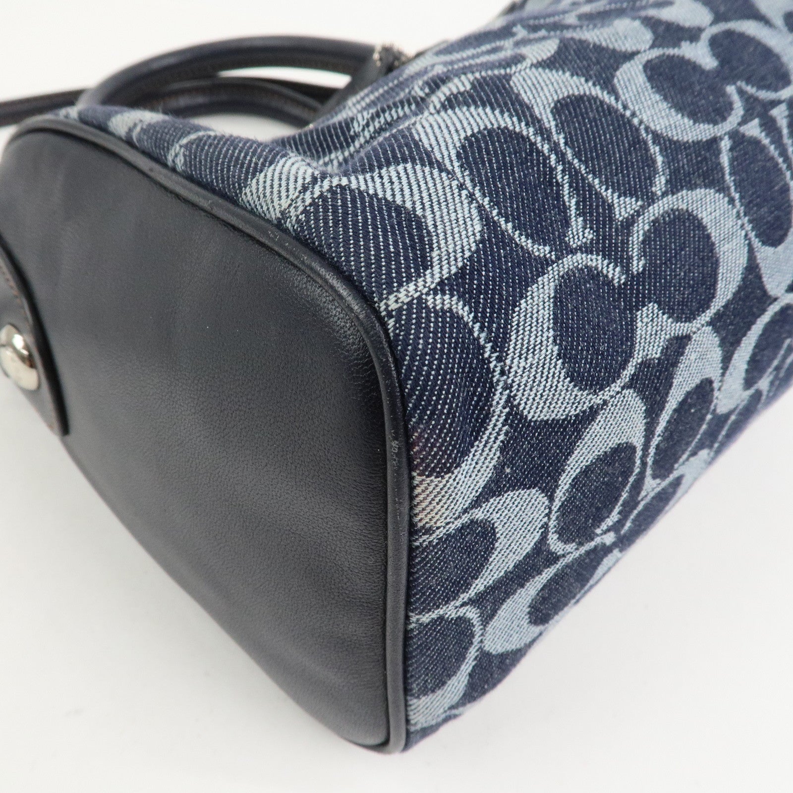 COACH Signature Denim Leather 2Way Bag Shoulder Bag Hand Bag