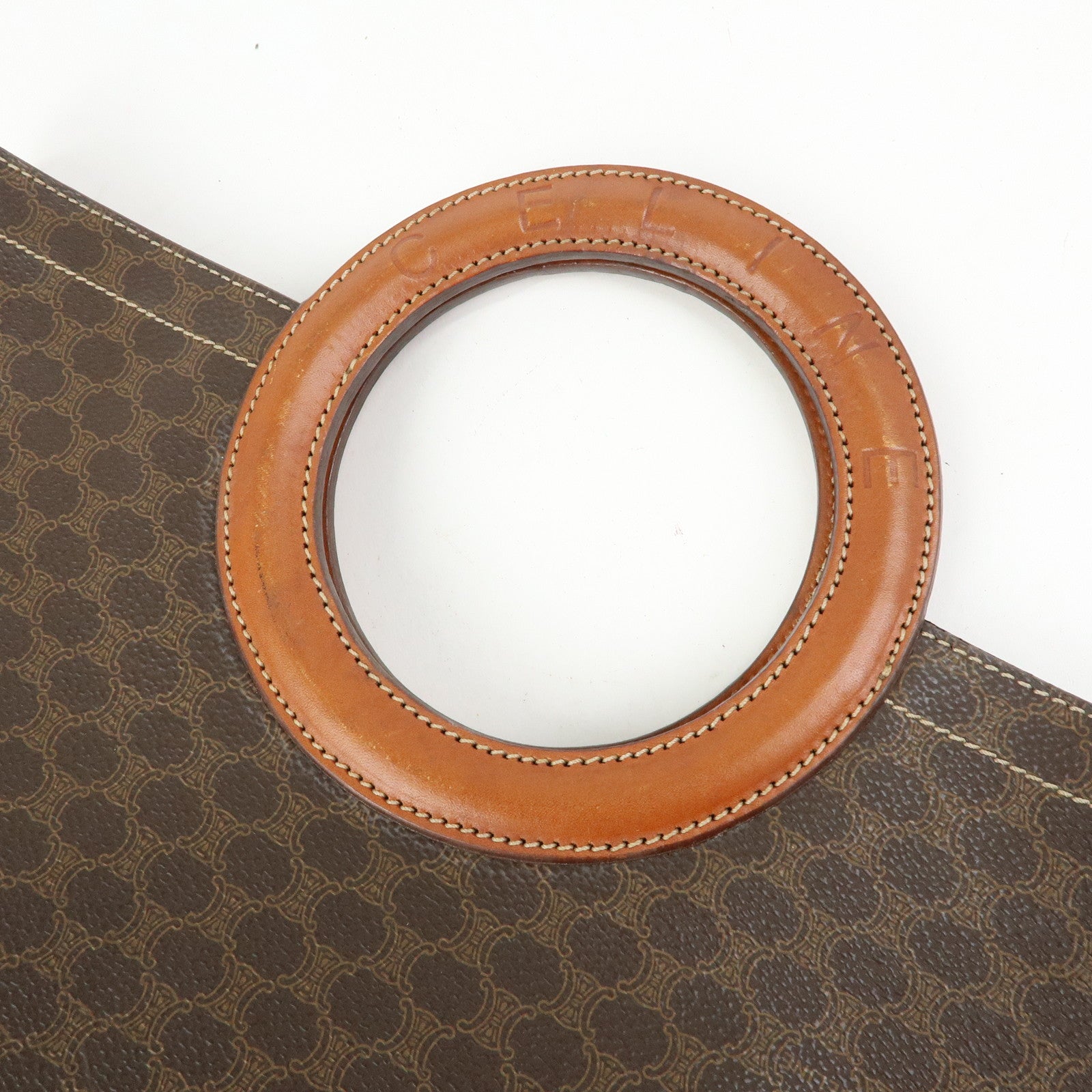 CELINE Macadam PVC Leather Hand Bag Tote Bag Brown