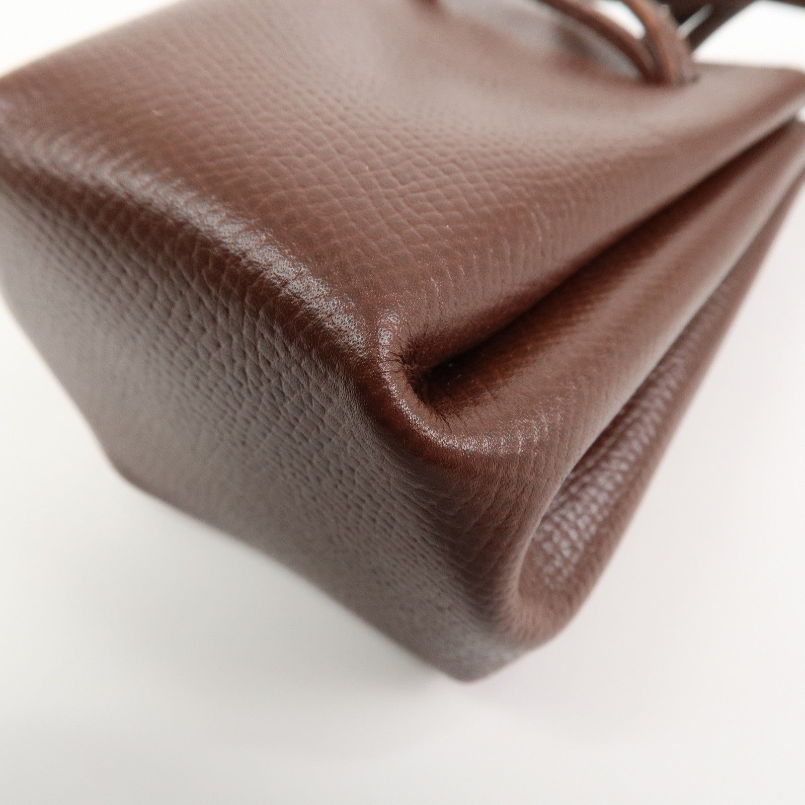 HERMES Vespa Courchevel Calf Leather □A Stamped Pouch Hand Bag