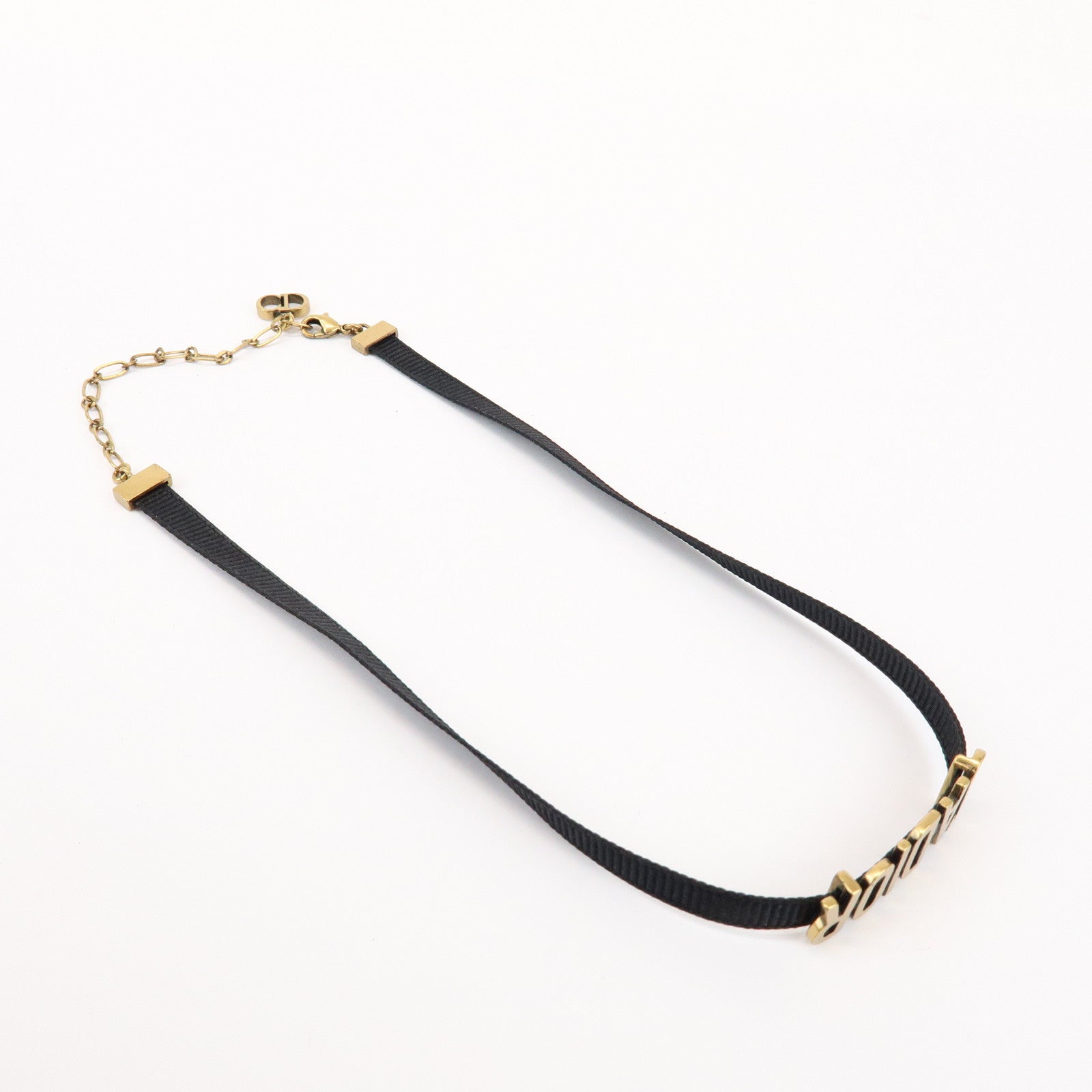 Christian Dior Metal Nylon J’ADIOR Necklace Choker Gold Black
