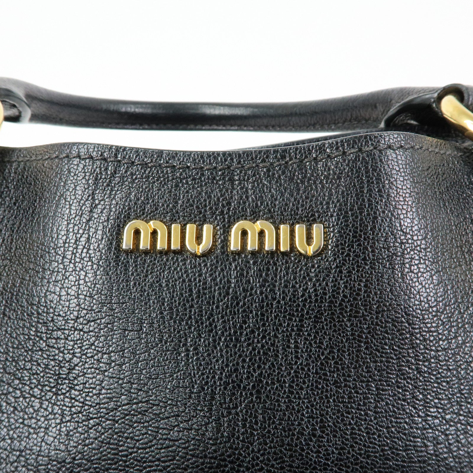 MIU MIU Madras Leather 2Way Bag Hand Bag Shoulder Bag Black