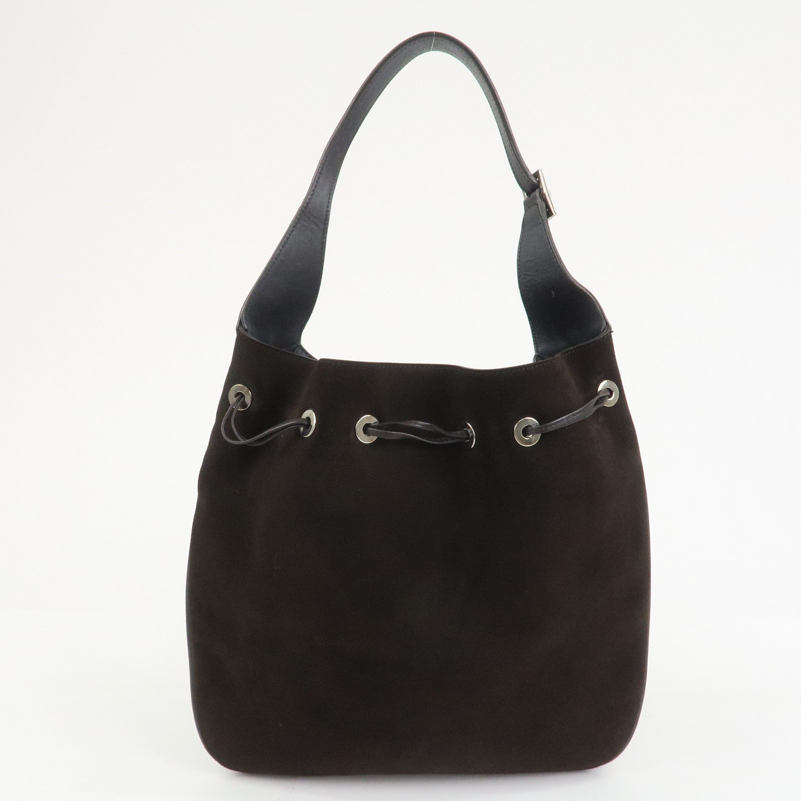 GUCCI Suede Leather Shoulder Bag Dark Brown 001・4030