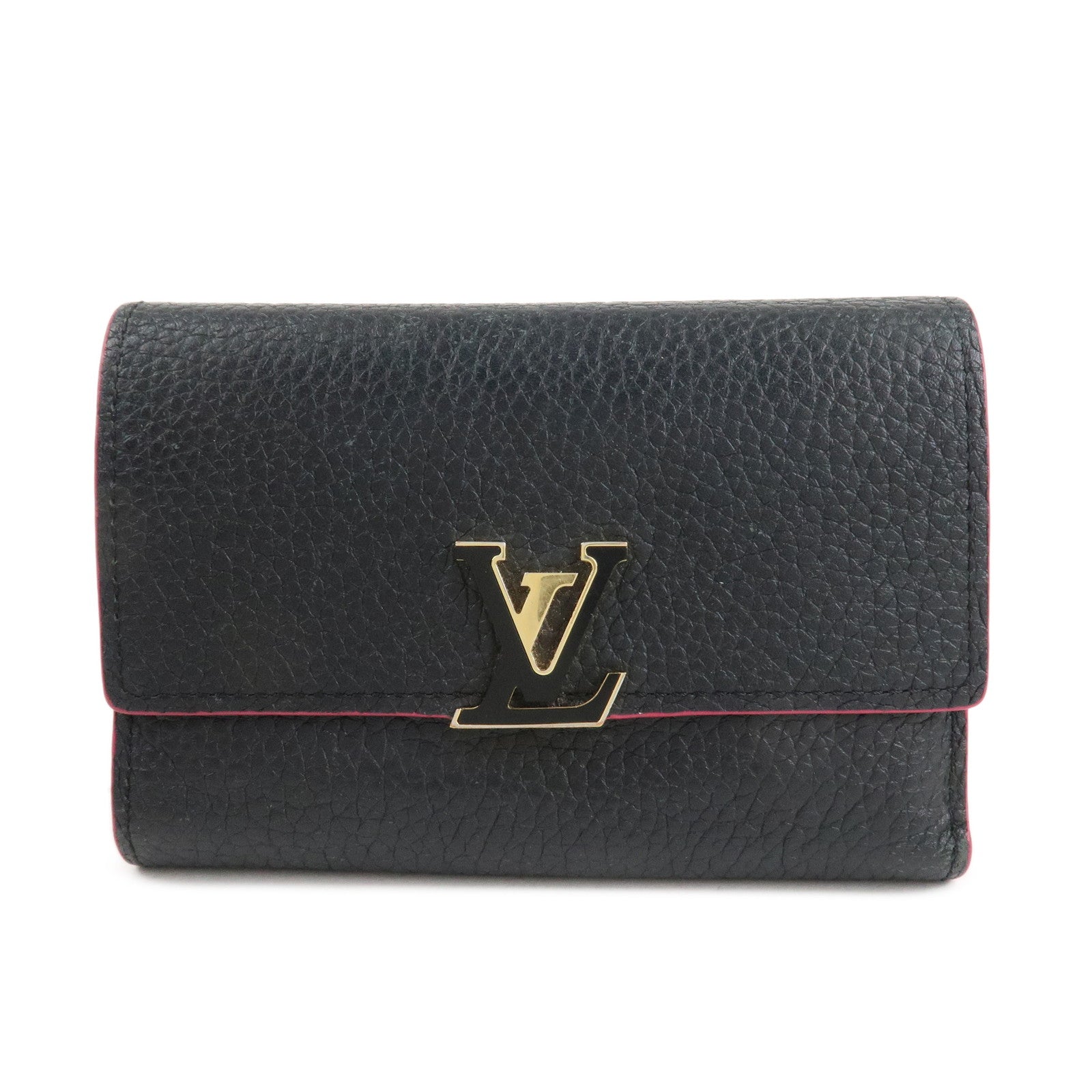 Louis Vuitton Portefeuille Capucines Compact Wallet Black M62157 Used