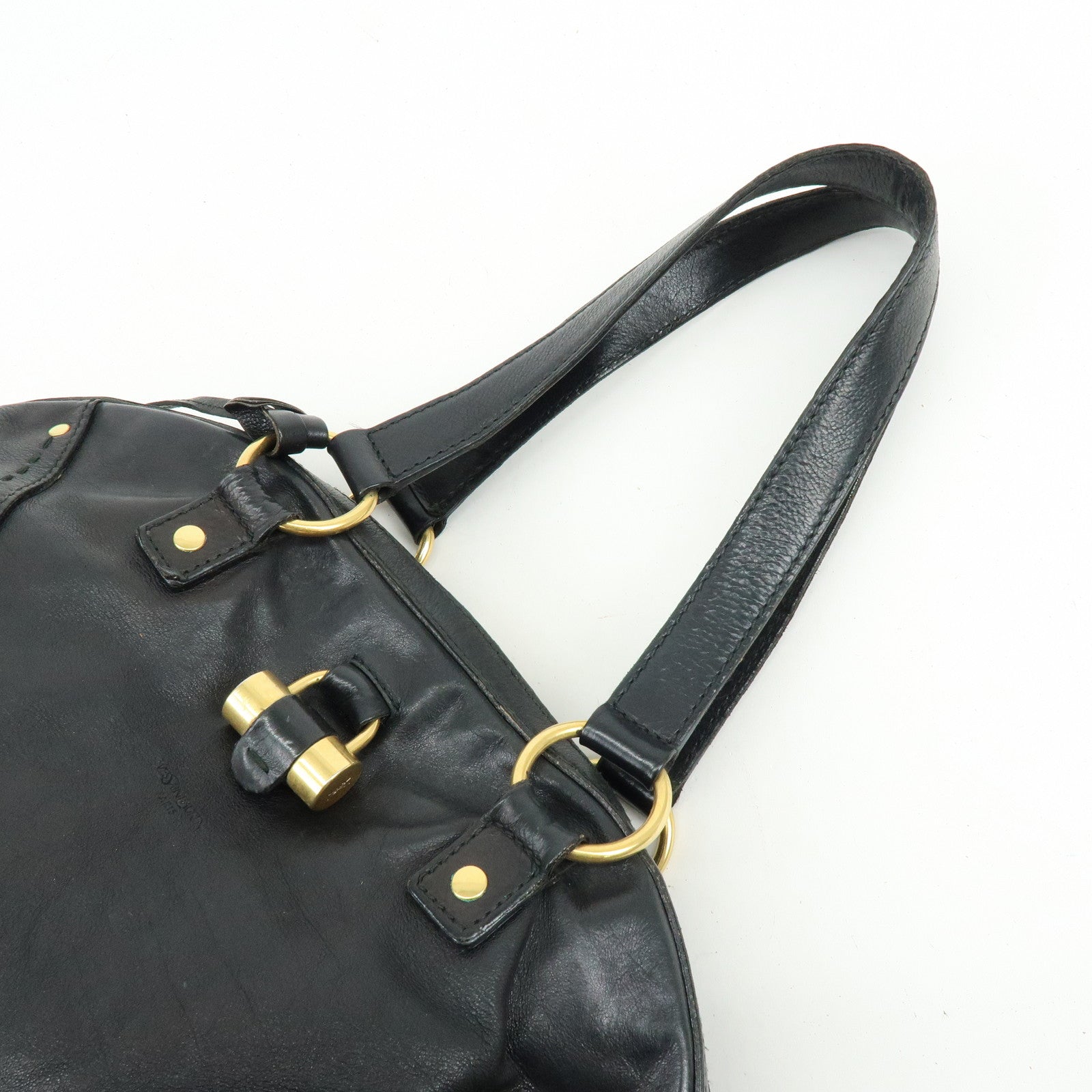 SAINT LAURENT PARIS MUSE Leather Hand Bag Shoulder Bag Black 153959