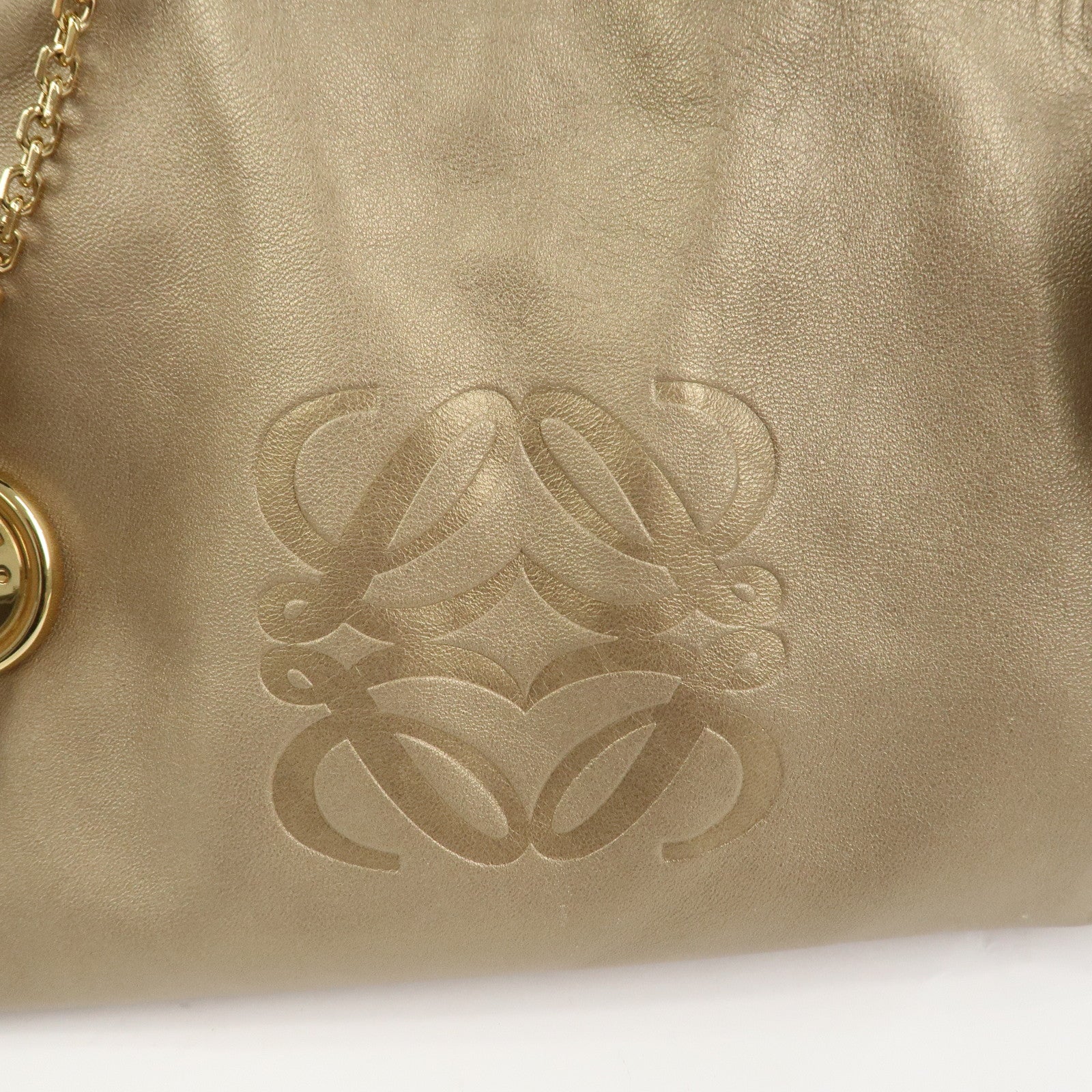 LOEWE Anagram Nappa Aire Leather Hand Bag Tote Bag Gold