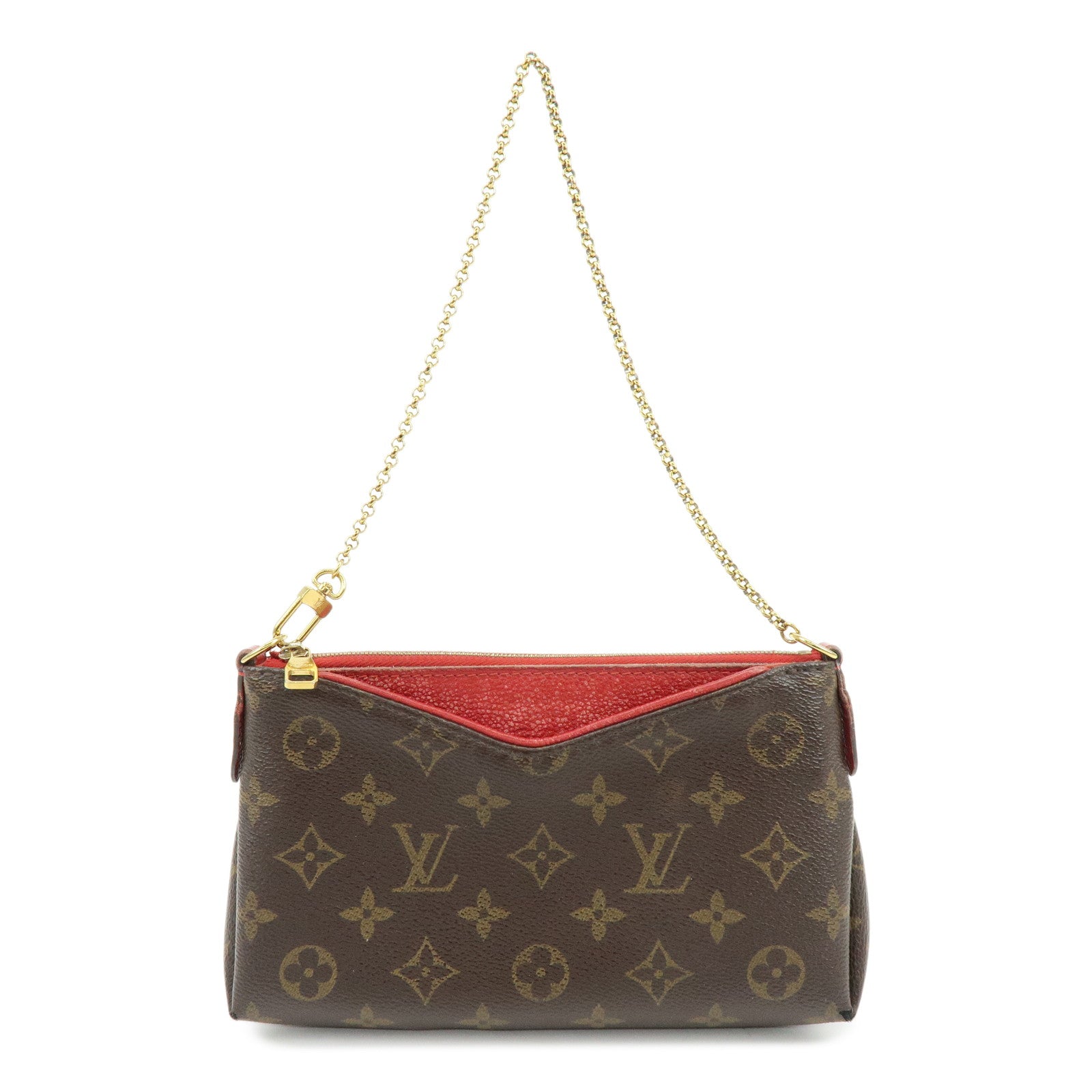 Louis Vuitton Monogram Pallas Clutch 2Way Bag Cerise M41638