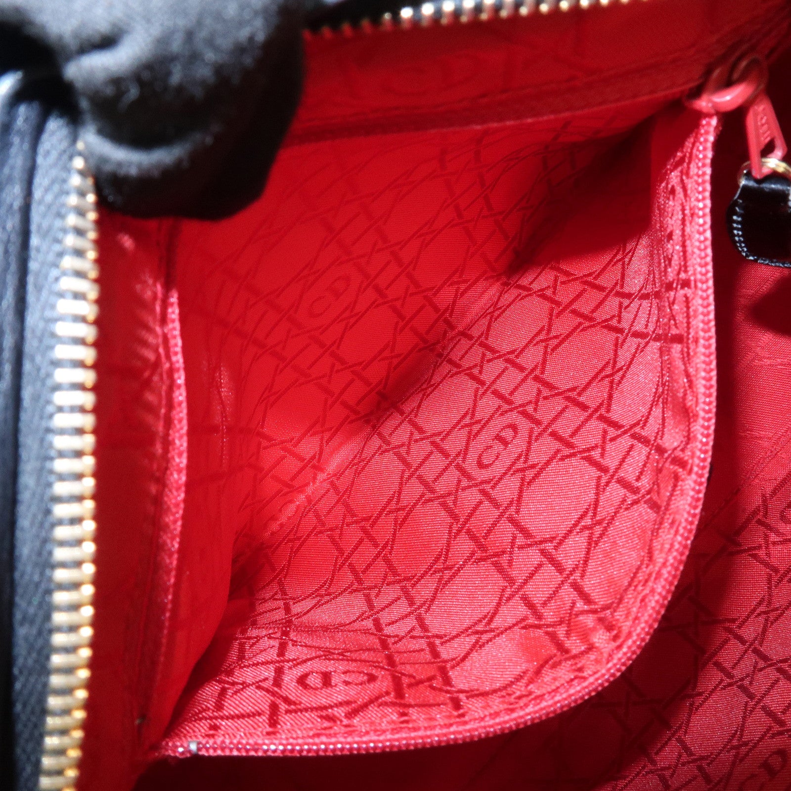 Christian Dior Lady Dior Cannage Patent Leather 2Way Hand Bag Black