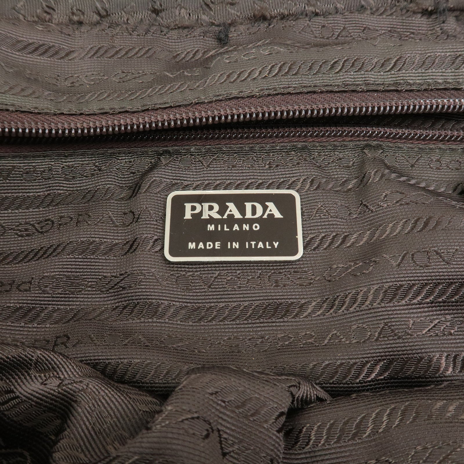 PRADA Triangle Logo Nylon Brief Case Tote Bag Khaki B8493