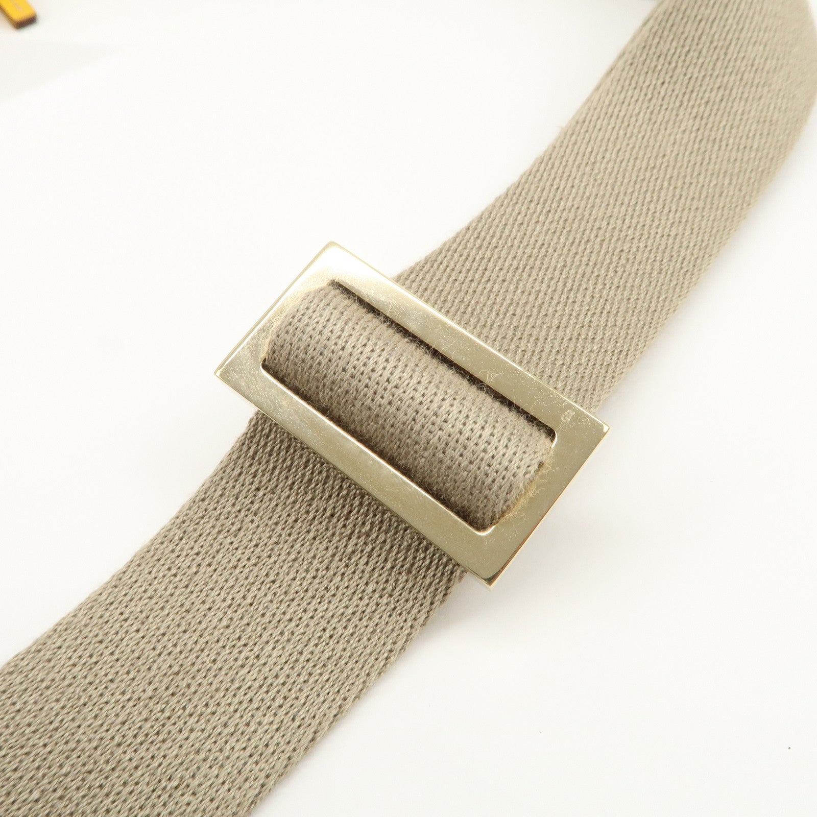 FENDI Zucchino Canvas Leather Shoulder Bag Beige Yellow 8BT089