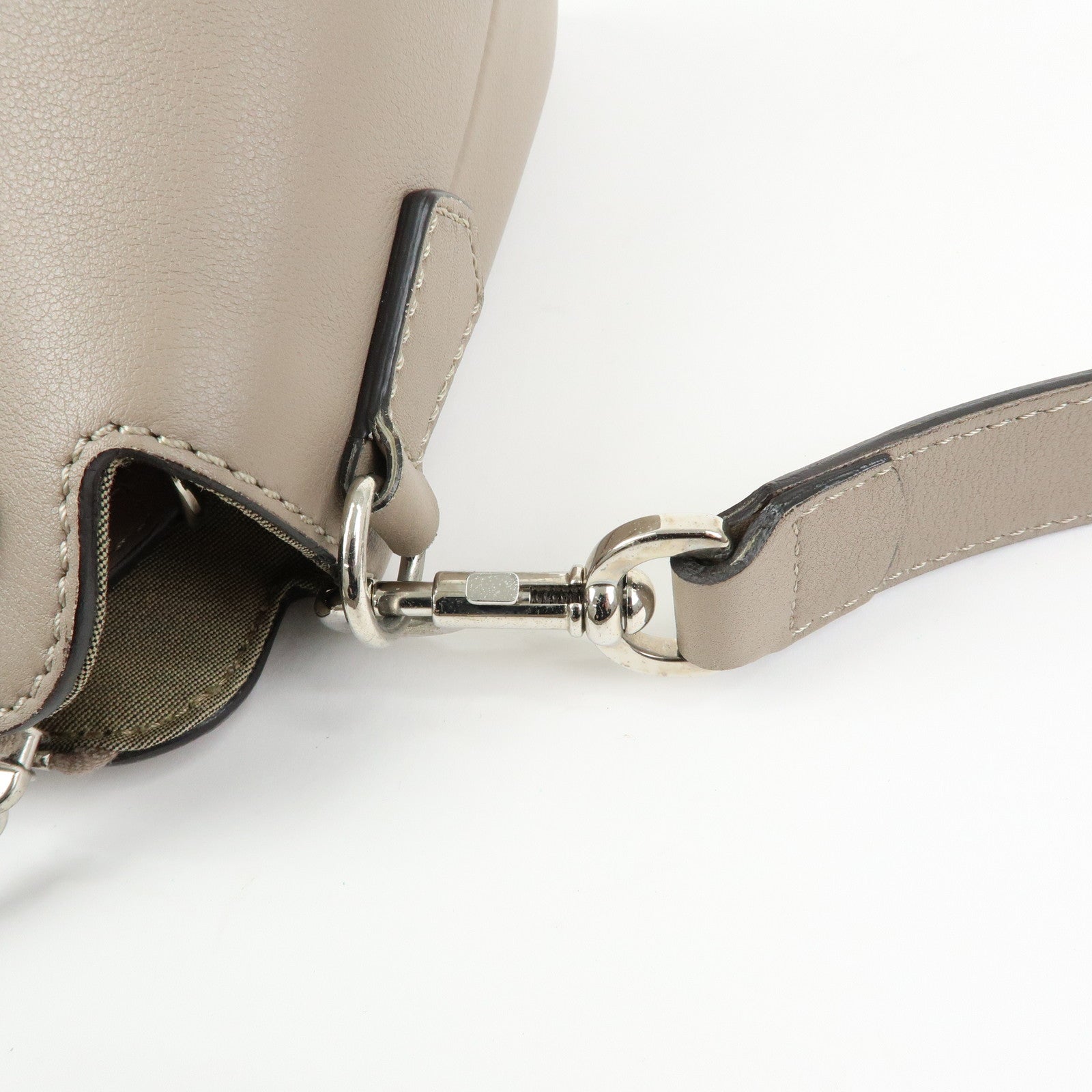 FENDI Bay The Way Leather 2Way Bag Shoulder Bag Greige 8BL124