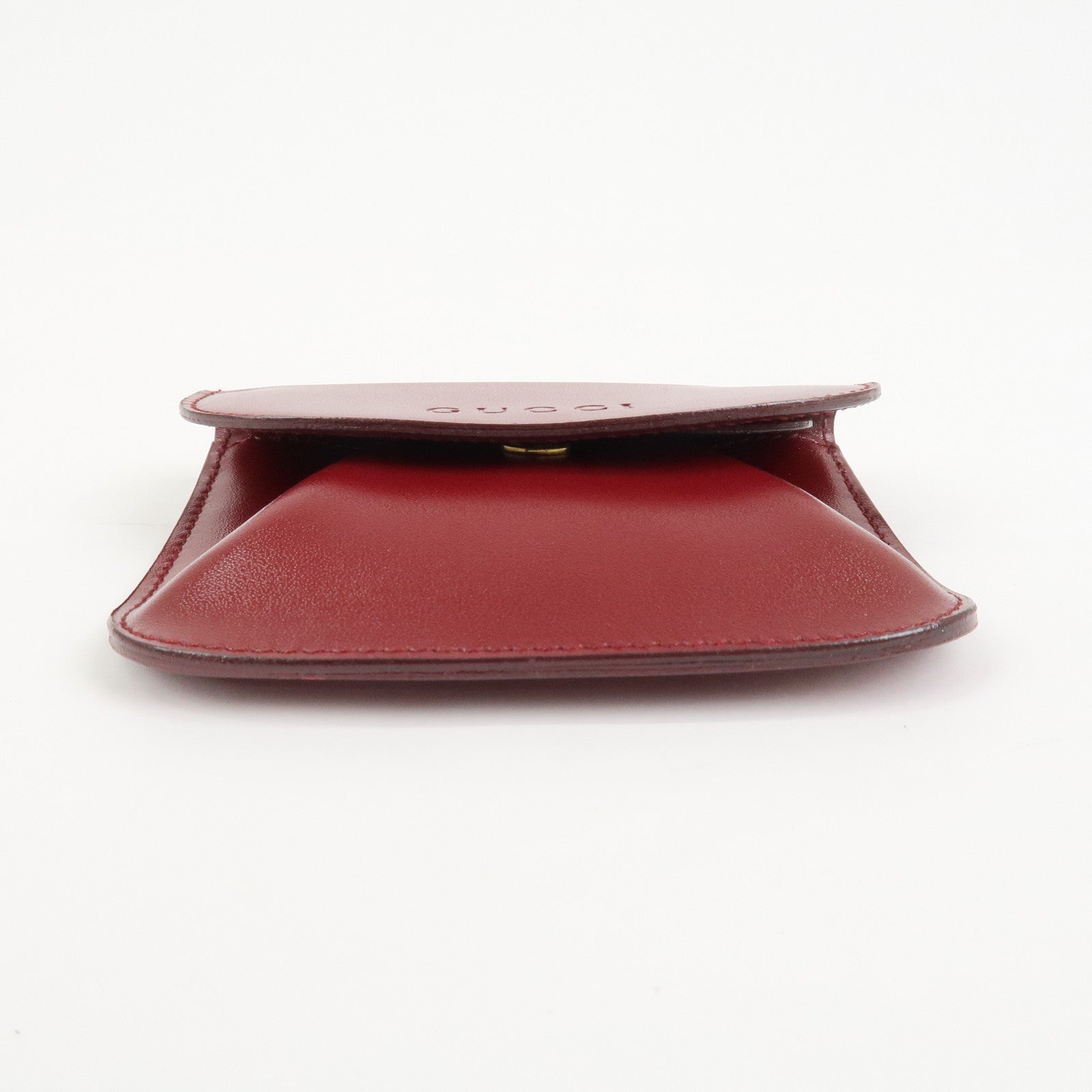 GUCCI Logo Leather Coin Case Coin Purse Red 030.2091