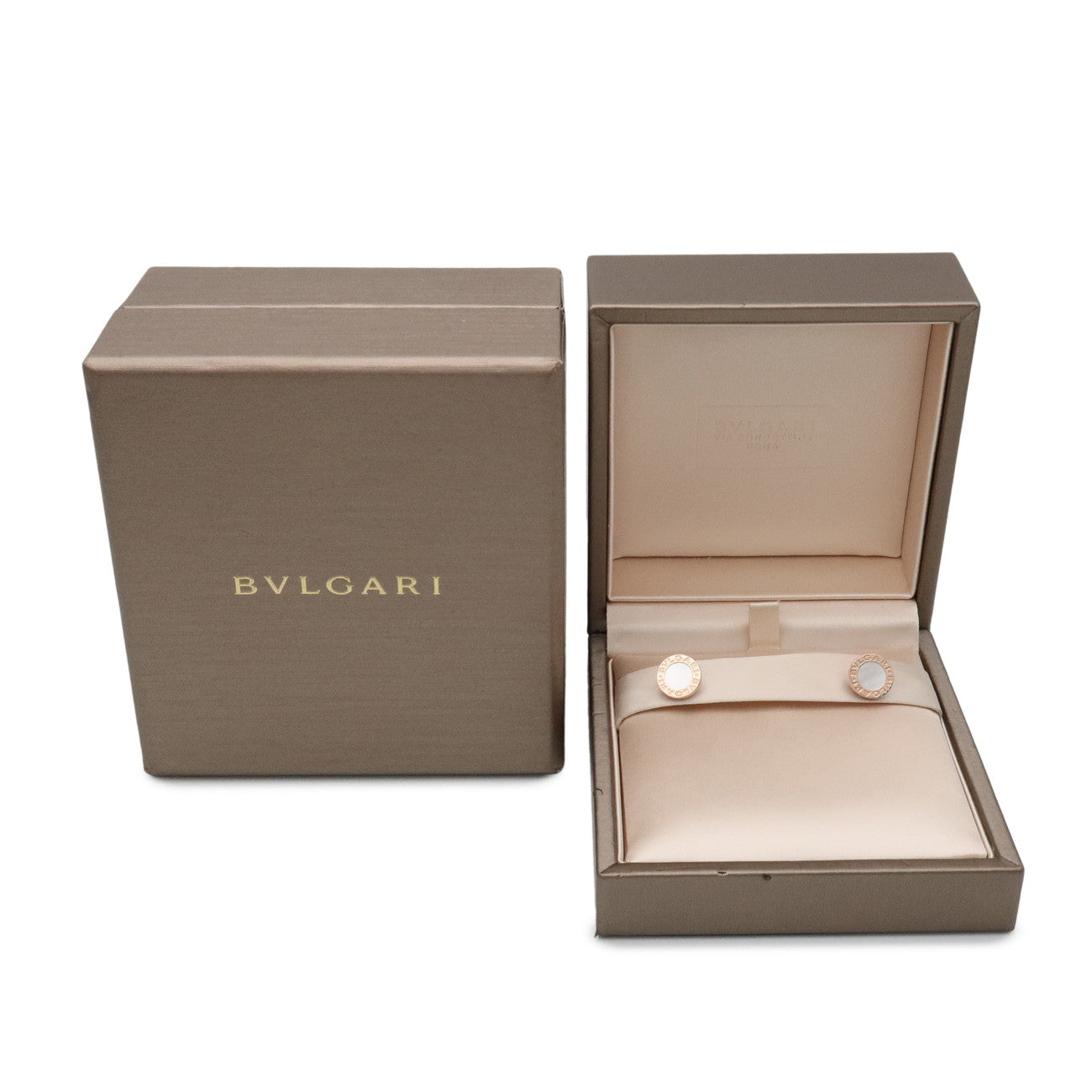 BVLGARI Logo Shell Earrings K18PG 750PG Rose Gold
