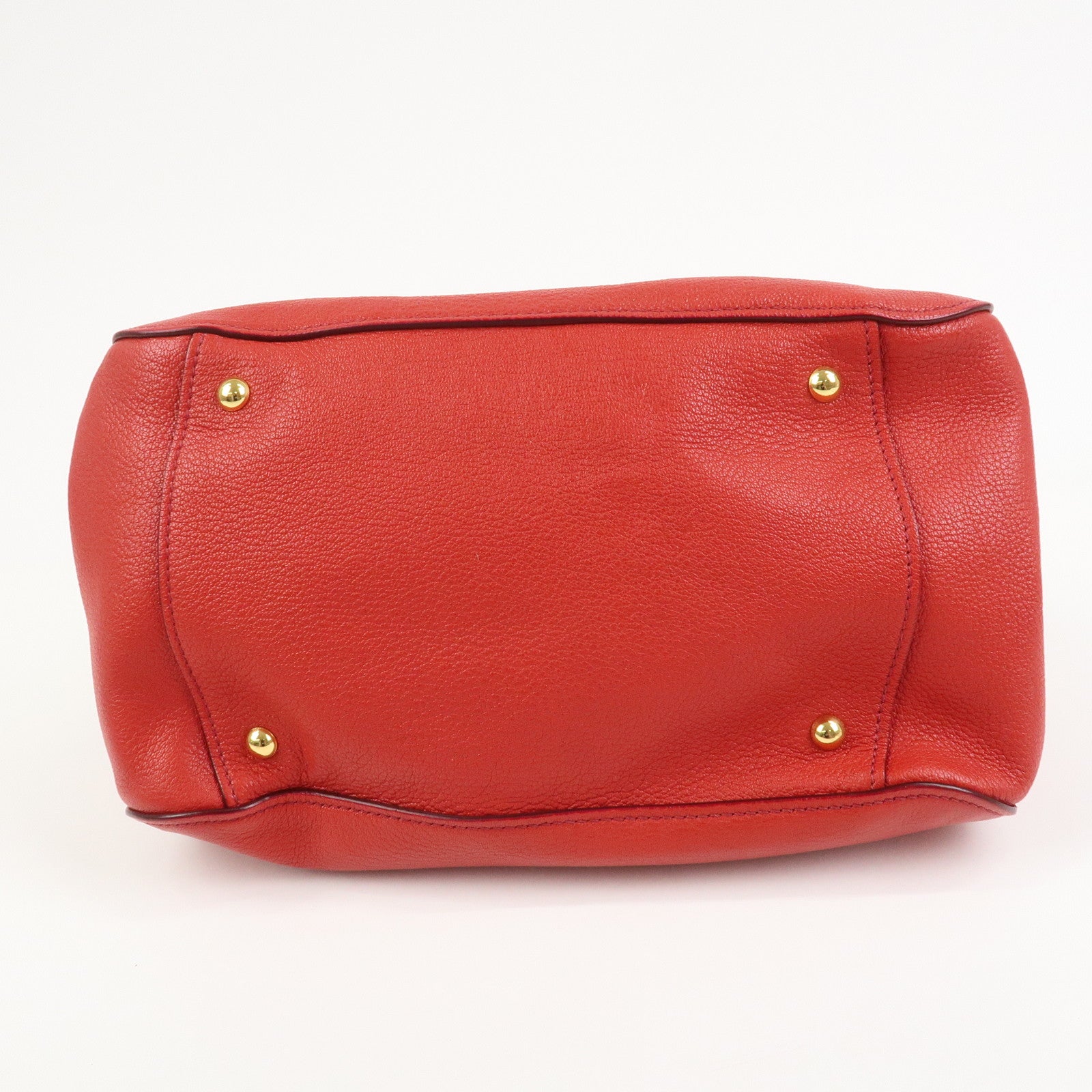 MIU MIU Logo Leather 2Way Bag Hand Bag Shoulder Bag Red RL0060