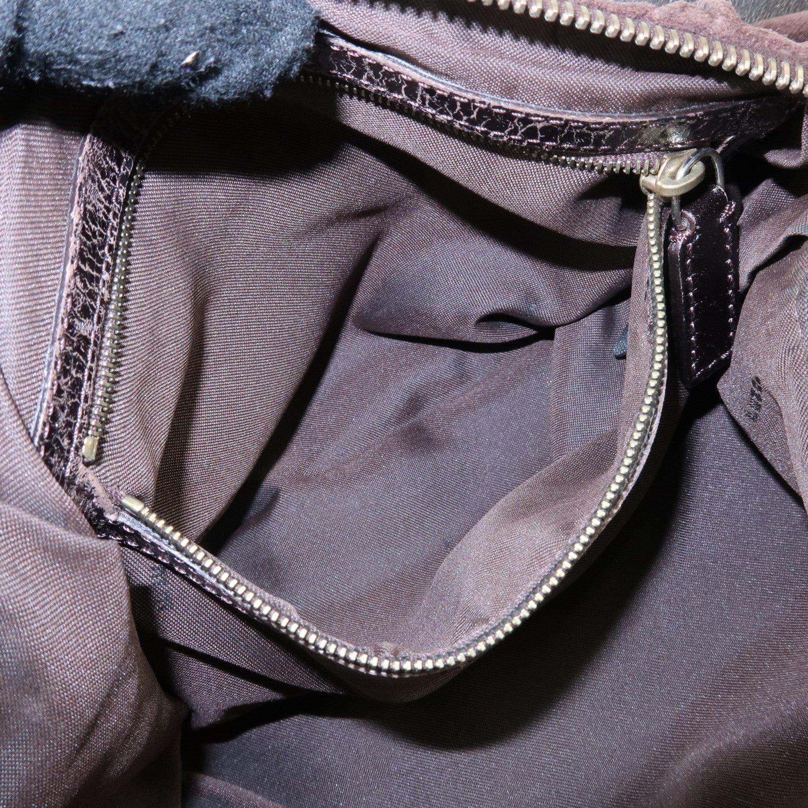 FENDI Suede Leather Shoulder Bag Hand Bag Brown 8BR343