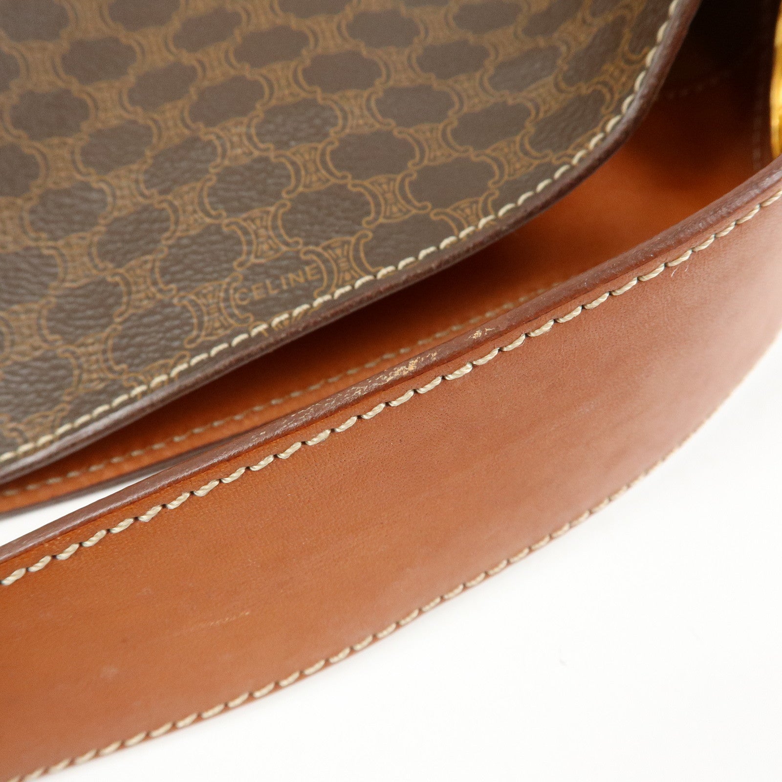 CELINE Macadam PVC Canvas Shoulder Bag Hand Bag Brown