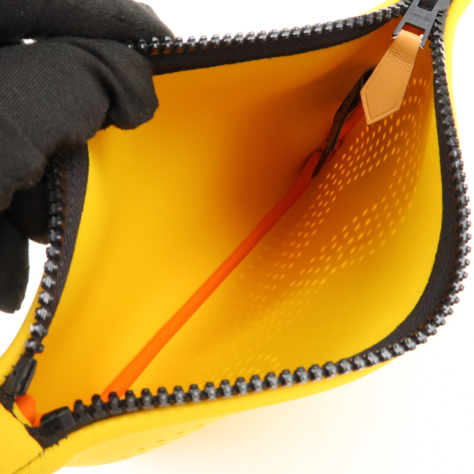 HERMES Neoprene Leather Neobain PM Pouch Cosmetic Pouch Yellow