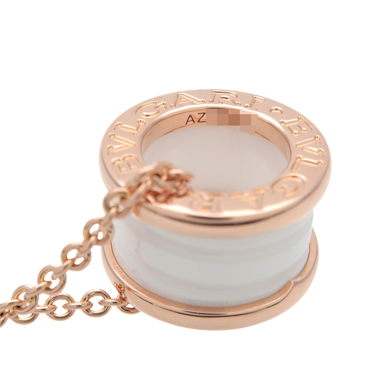 BVLGARI B-zero1 Necklace K18 750PG Ceramic Rose Gold White