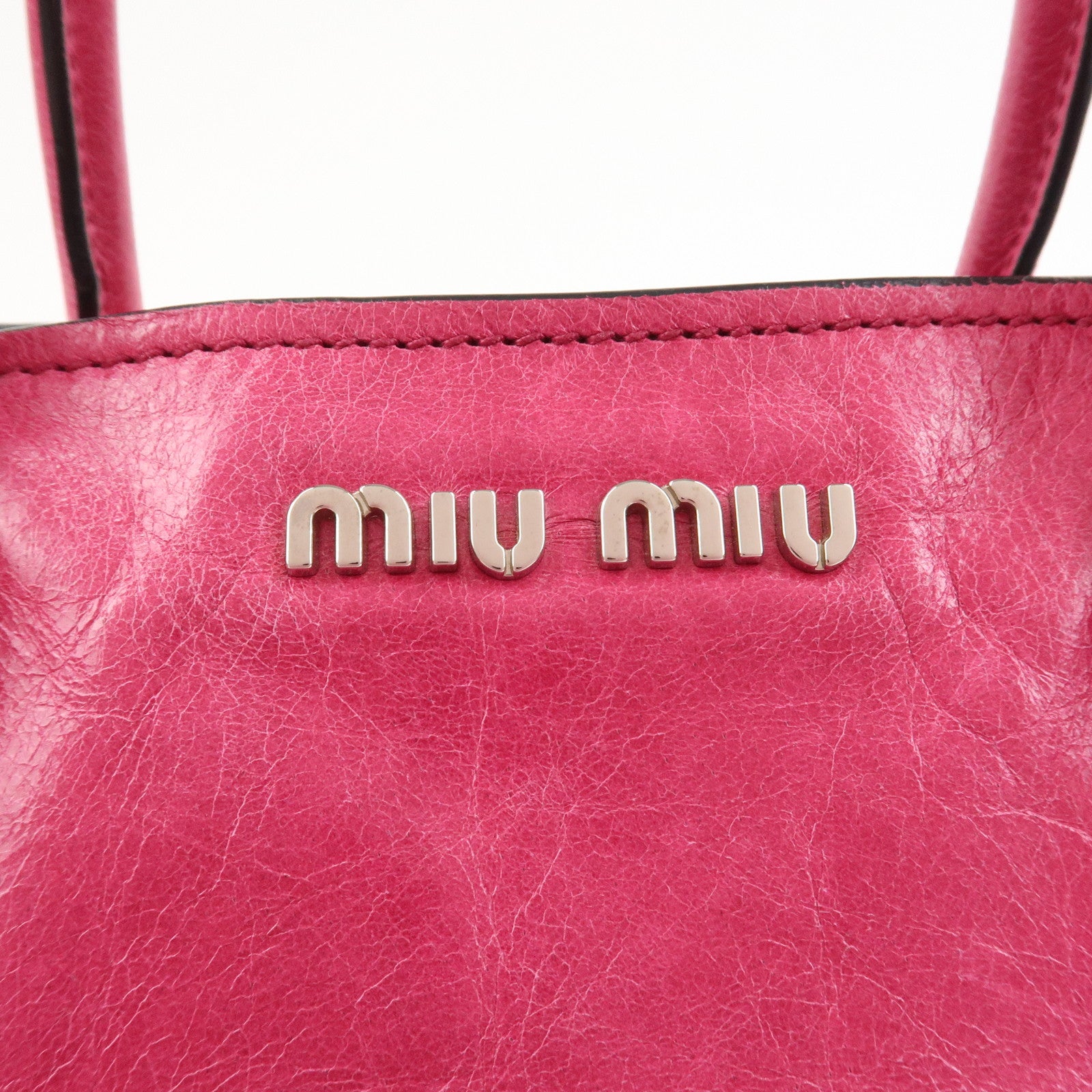 MIU MIU Logo 2Way Bag Hand Bag Shoulder Bag Pink