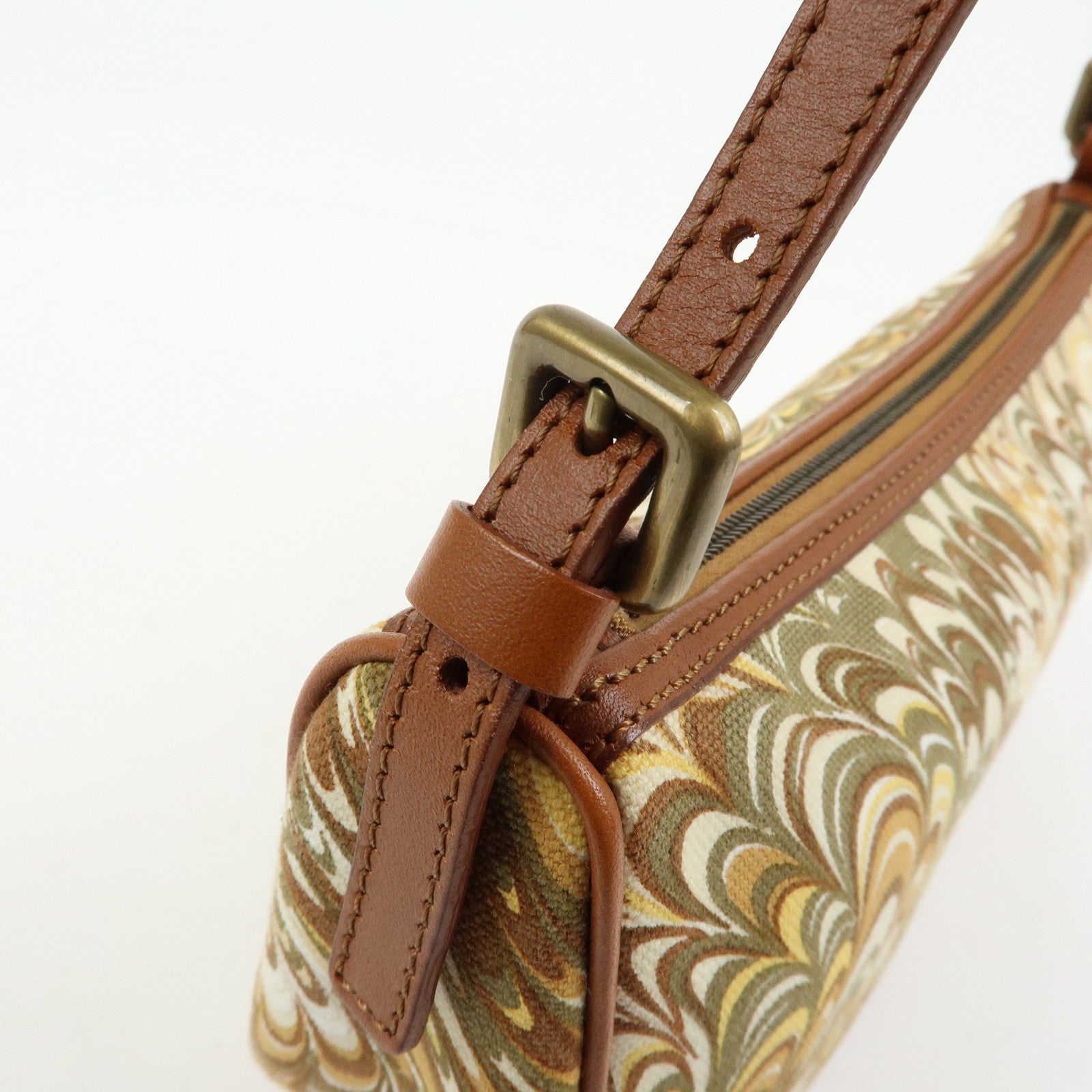 CELINE Canvas Leather Mini Hand Bag Brown Beige